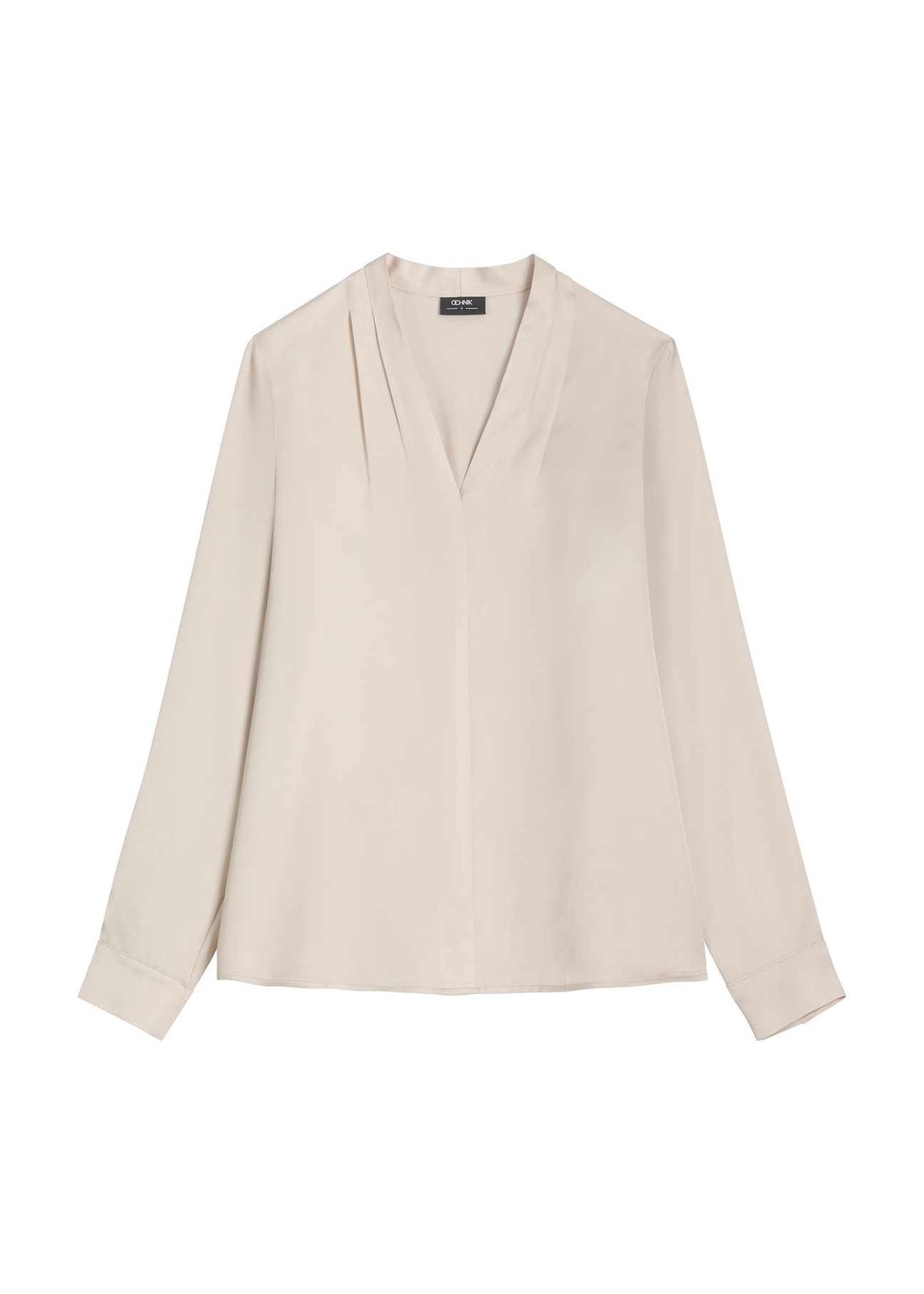Cream women's viscose blouse BLUDT-0216-1A(Z26) - front product view, on a white background.