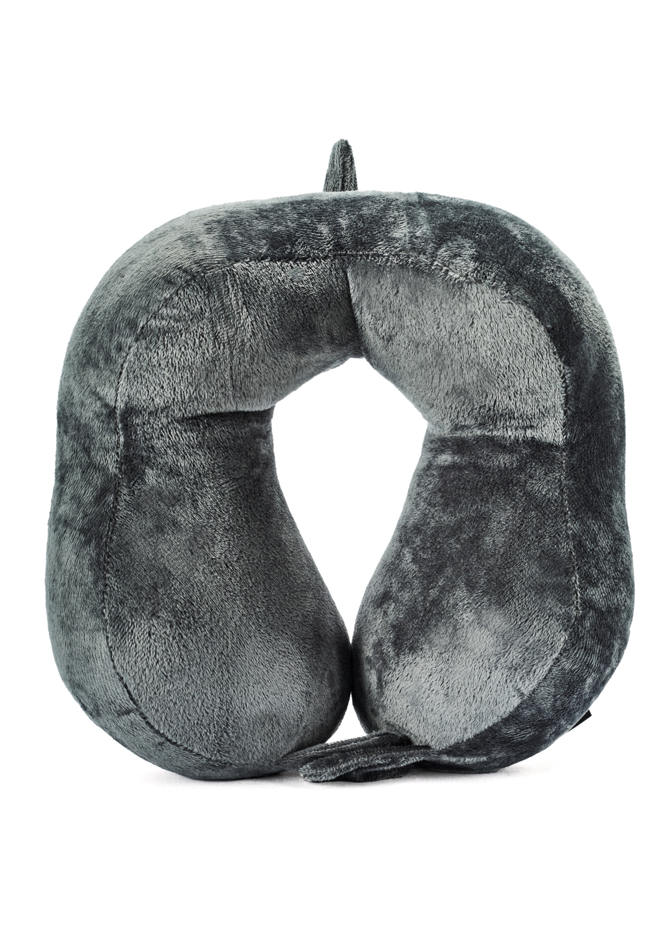 Gray travel pillow AW-014-0001-91(W25), product view from the front on white background.