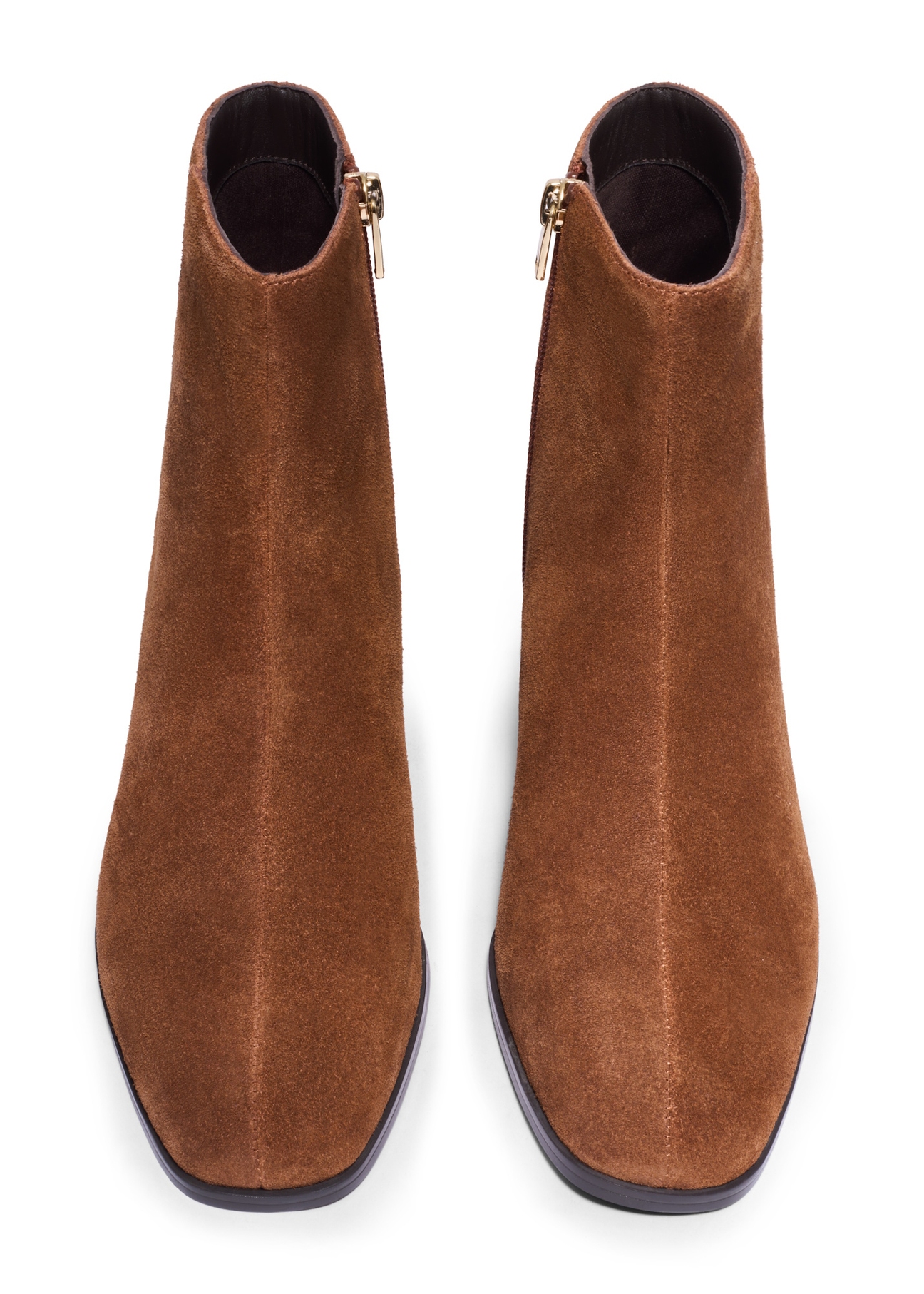 Light brown suede women's ankle boots BUTYD-1303-1G(Z26), front product view on white background.