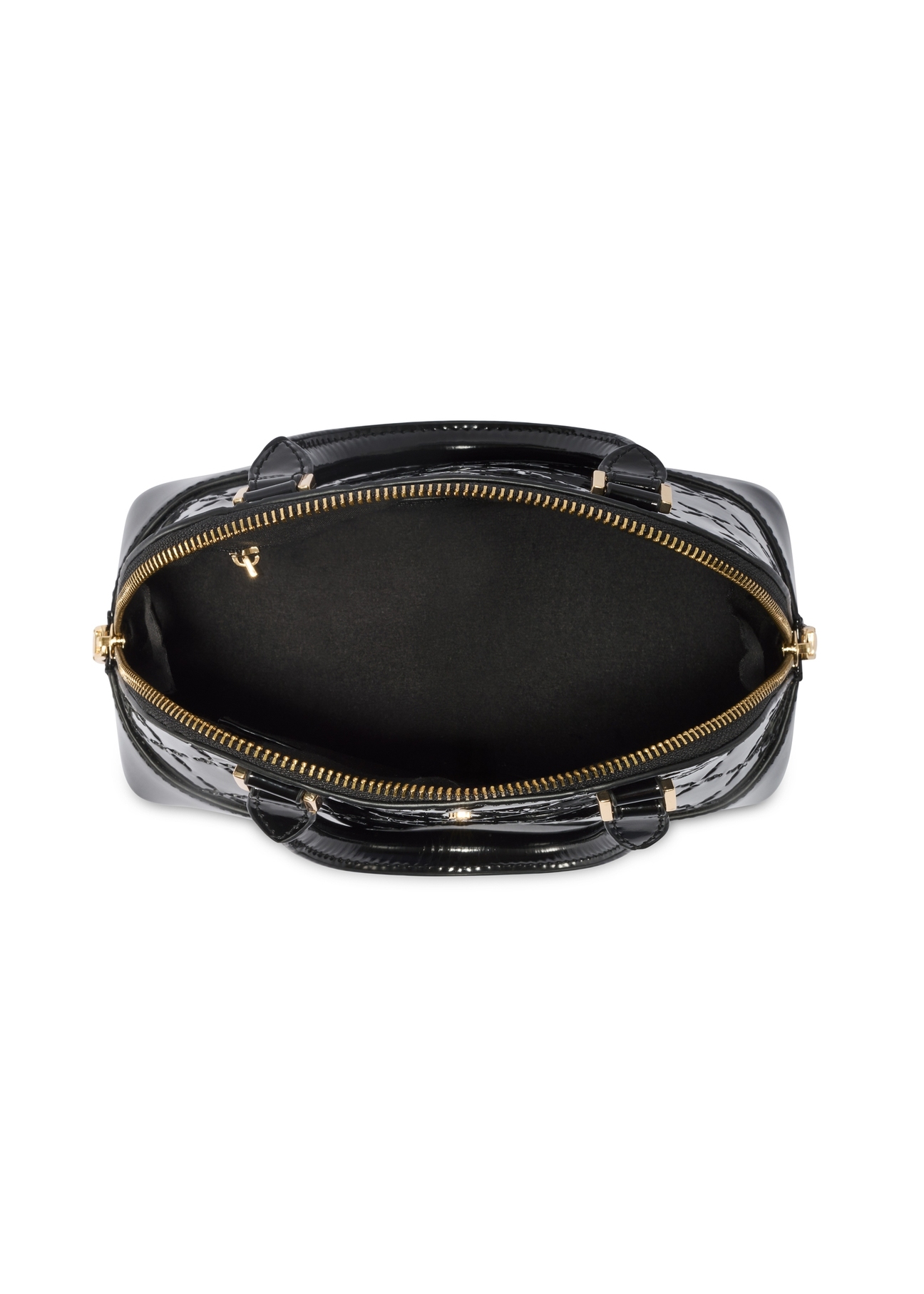 Black women's handbag with gloss TOREC-1110-99(Z25), product view from above on a white background.