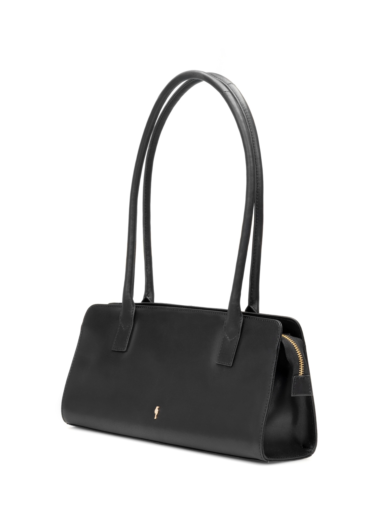 Black leather oblong women's handbag TORES-1259-99(W26), diagonal product view on a white background.