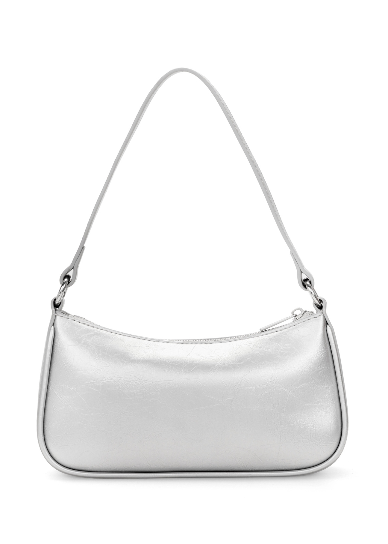 Small silver women's handbag TOREC-1071-91(Z25), product view from the back on a white background.