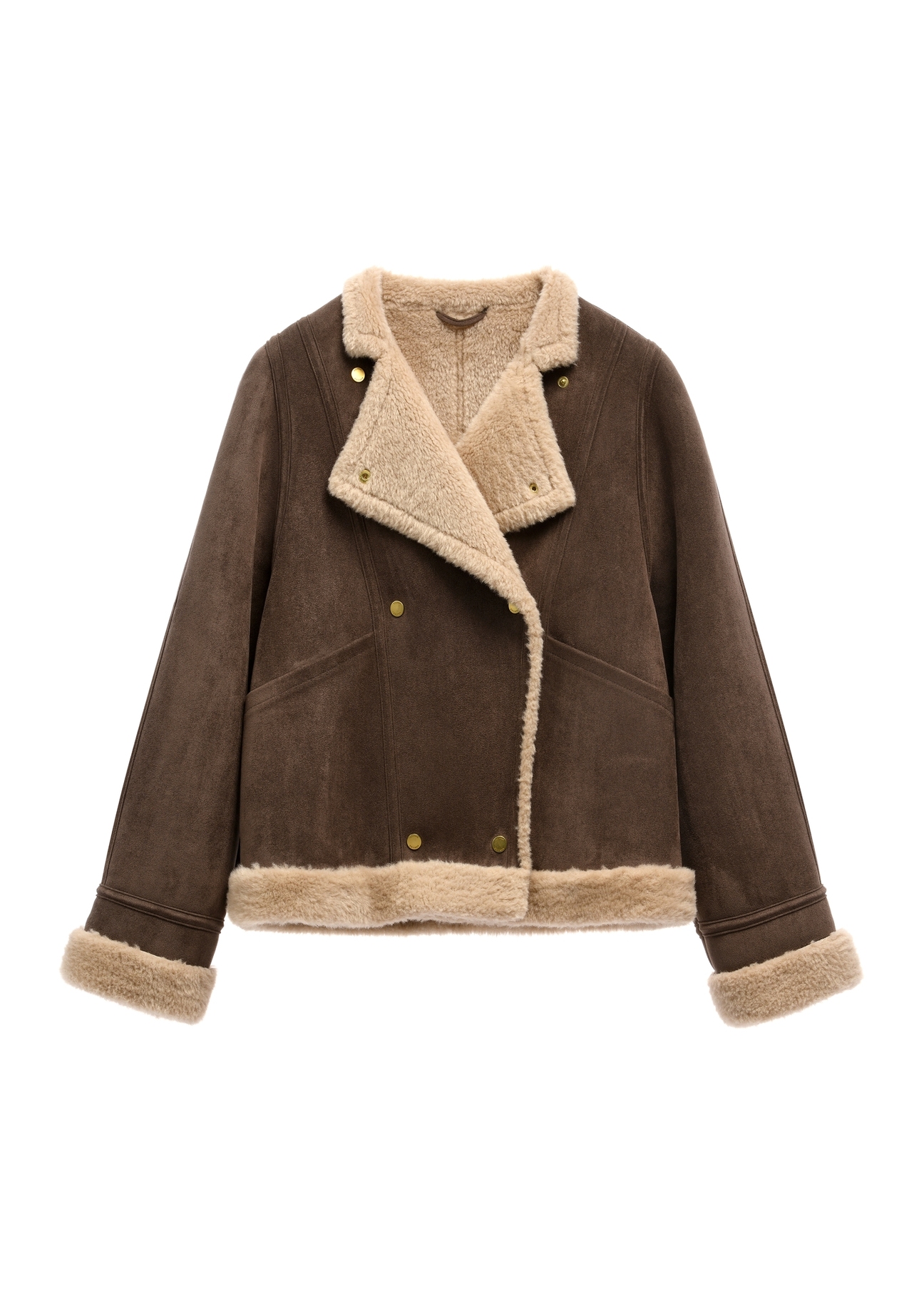 Dark brown short women's sheepskin coat KOZDP-0018-1I(Z26)