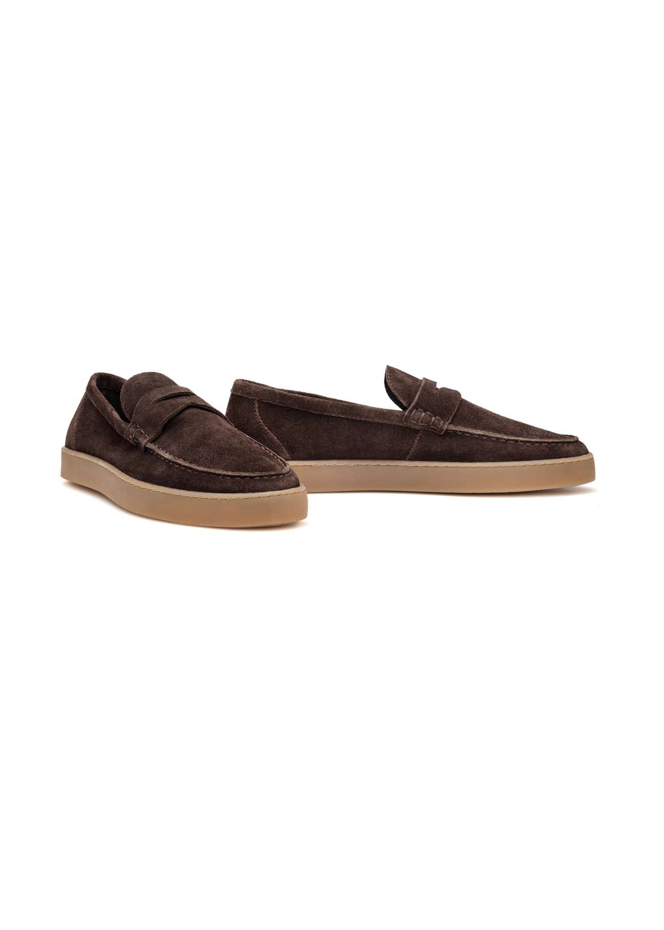 Men's brown leather moccasins BUTYM-0498-1I(W26), diagonal product view on white background.