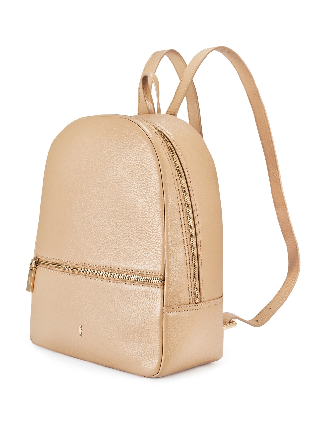 Beige leather women's backpack TORES-0898D-81(Z25), diagonal product view on white background.