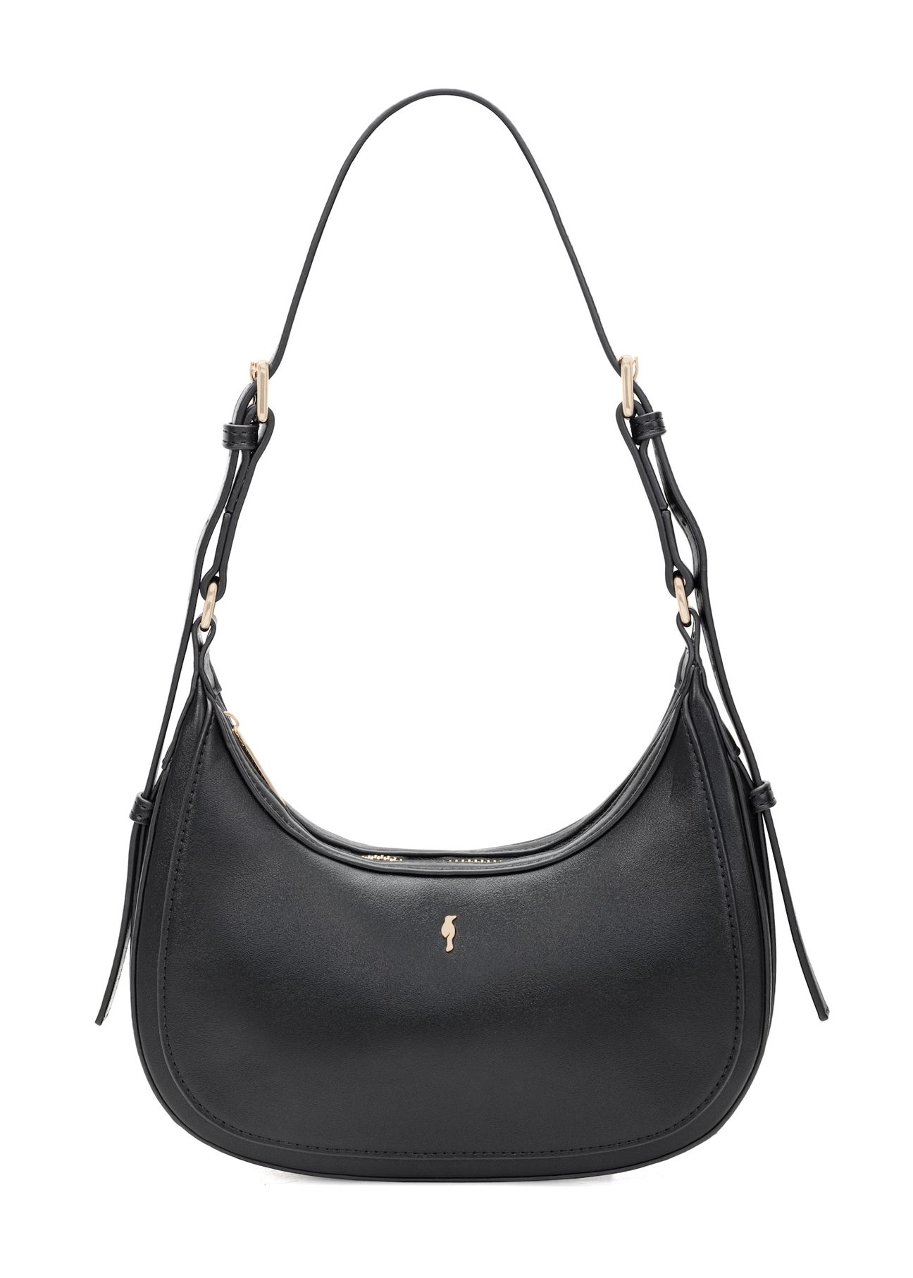 Black small hobo bag TOREC-1136-99(W26), front product view on white background.