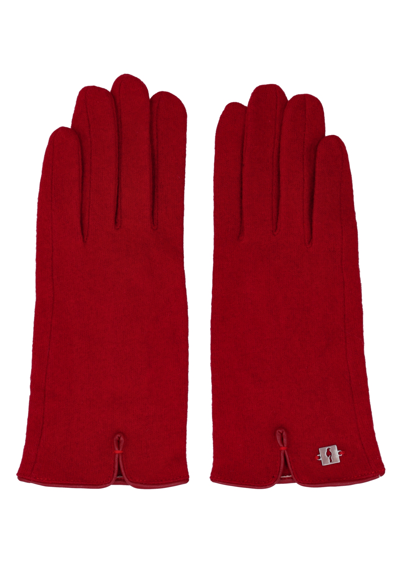 Dark red women's wool gloves REKDT-0027A-4C(Z26), front product view on white background.