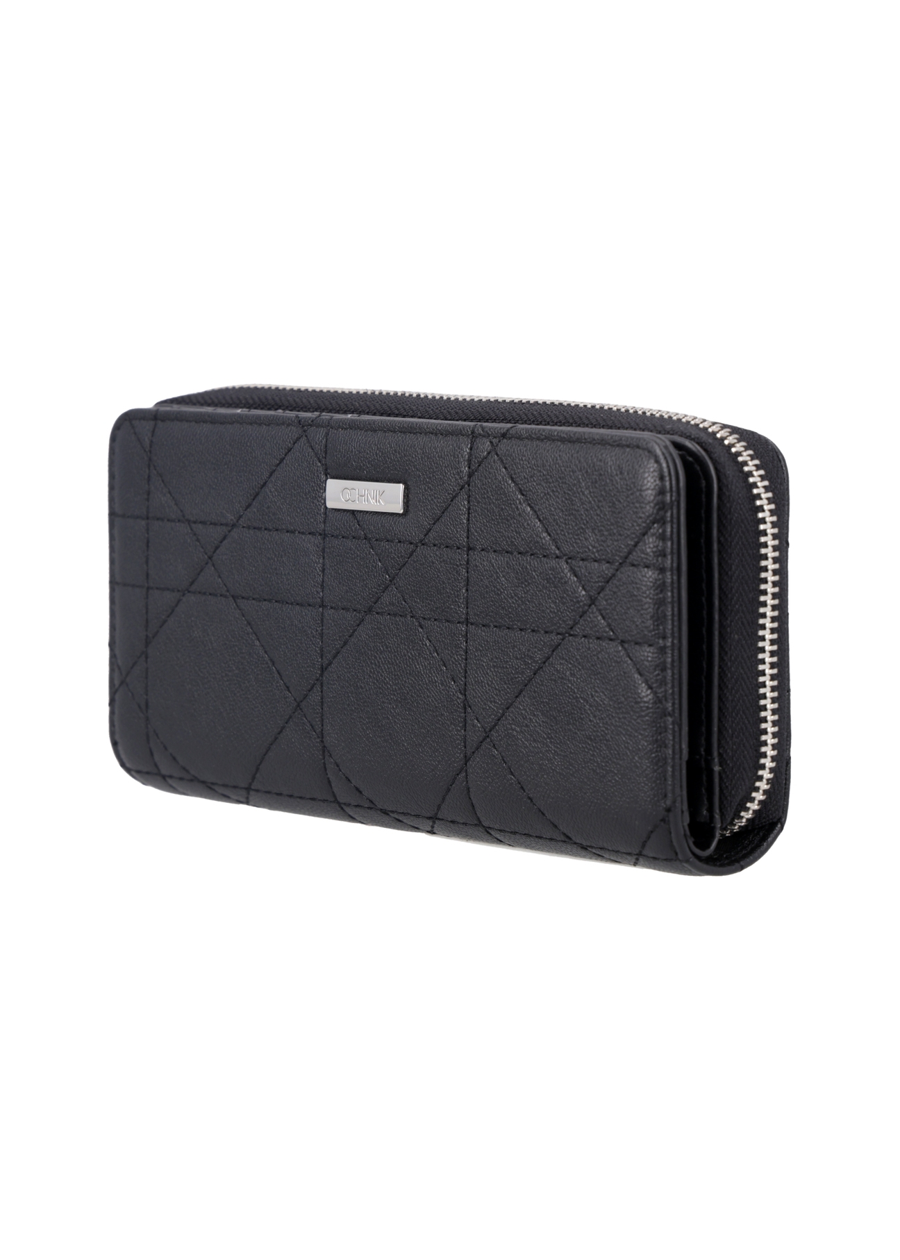 Large women's wallet with decorative stitching POREC-0443-9P(Z26), diagonal product view on a white background.