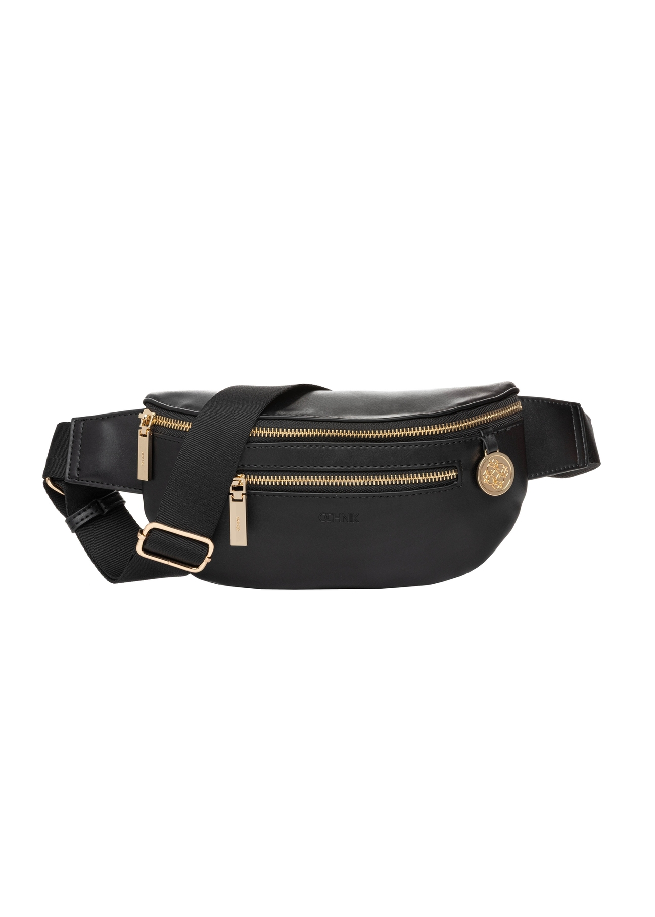 Black women's waist bag TOREC-1338-99(Z26) - front product view, on a white background.