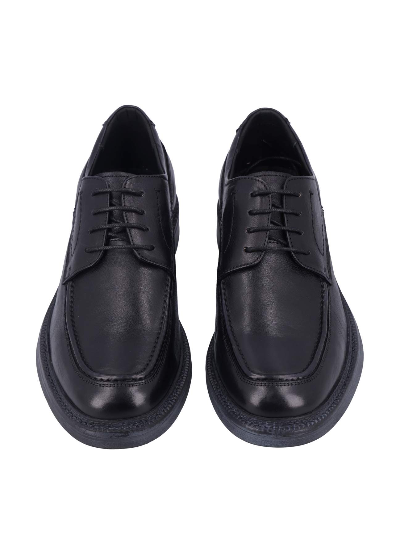 Black leather men's shoes BUTYM-0565-99(Z26), front product view on white background.