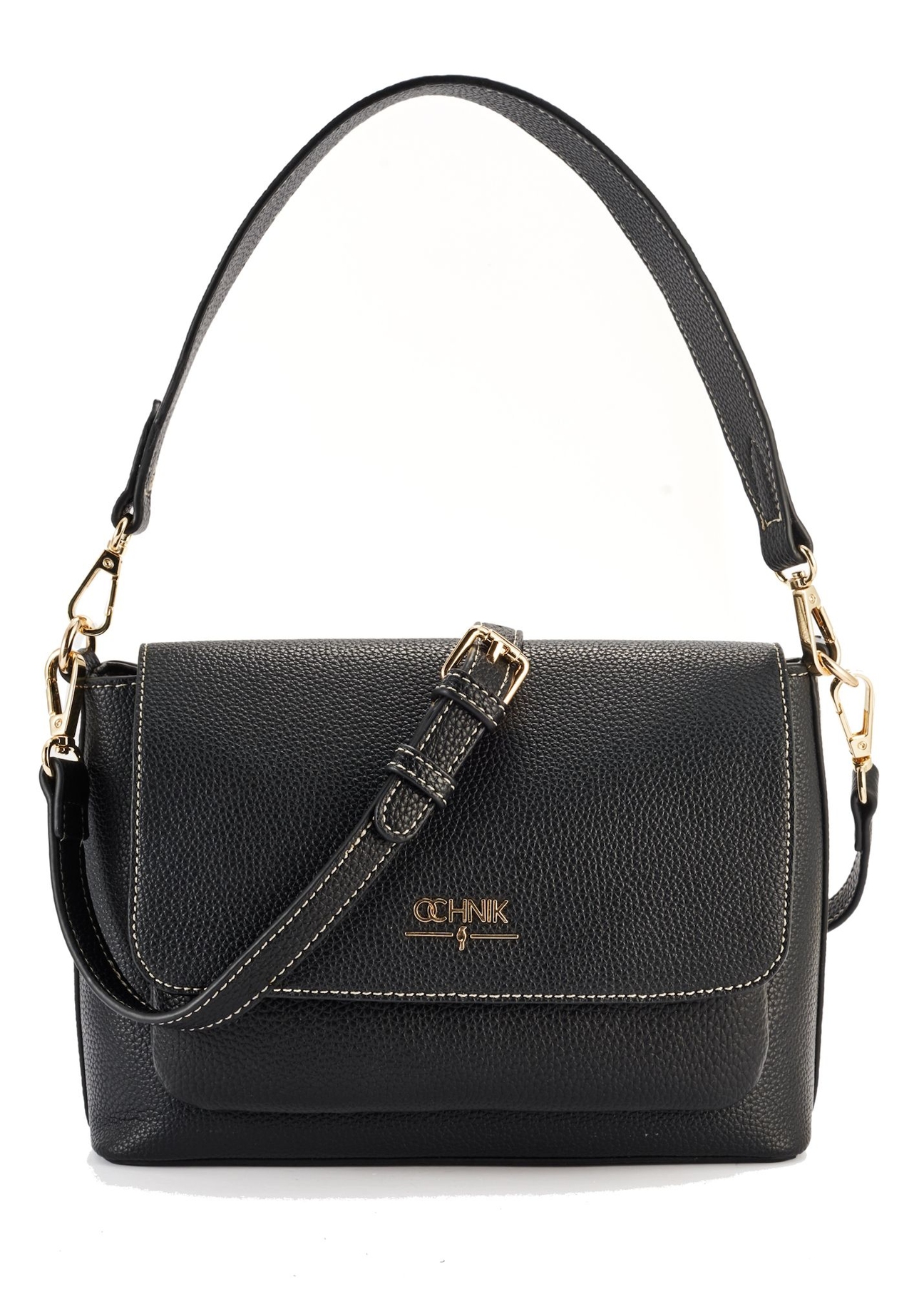 Black women's shoulder bag TOREC-1063-9I(Z26) - front product view, on a white background.