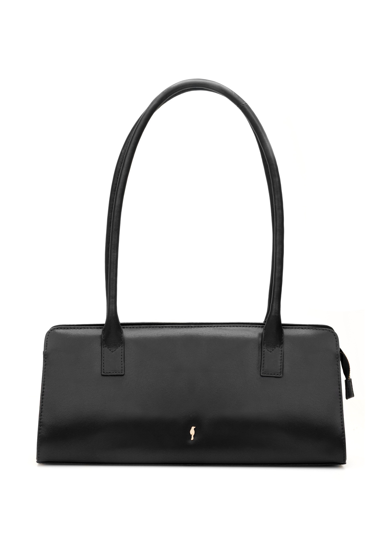 Black leather oblong women's handbag TORES-1259-99(W26), front product view on white background.