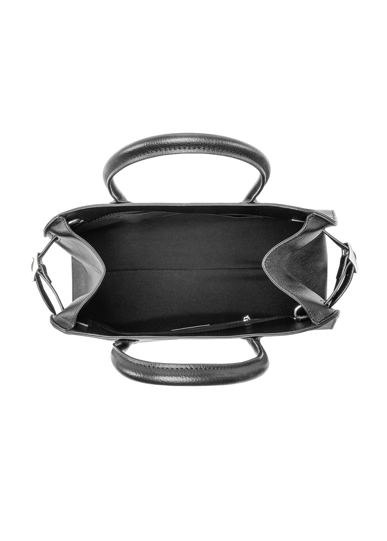 Black large women's handbag TOREC-1075-99(Z25), view of the inside of the product on a white background.