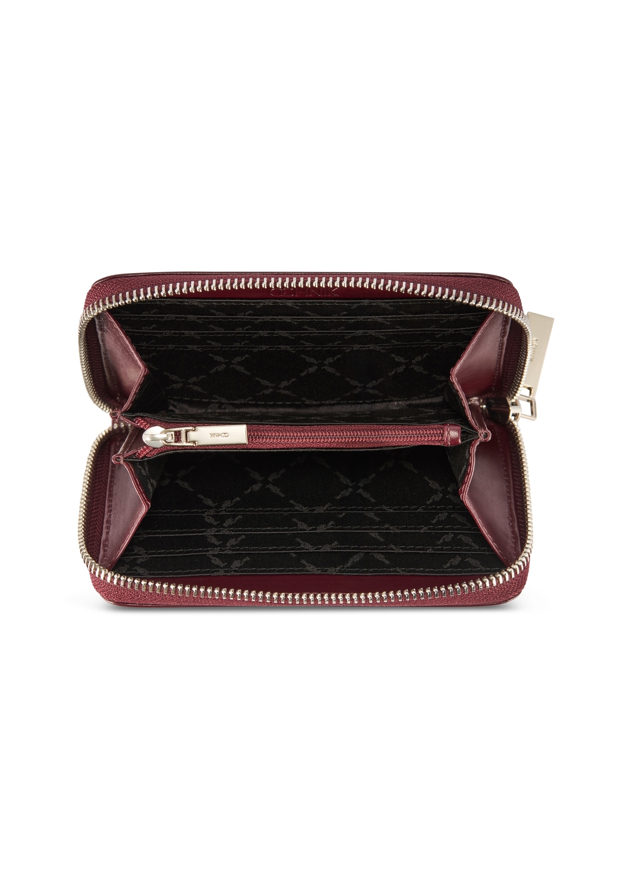 Burgundy leather women's wallet PORES-0976-49(Z25), product view from above on a white background.