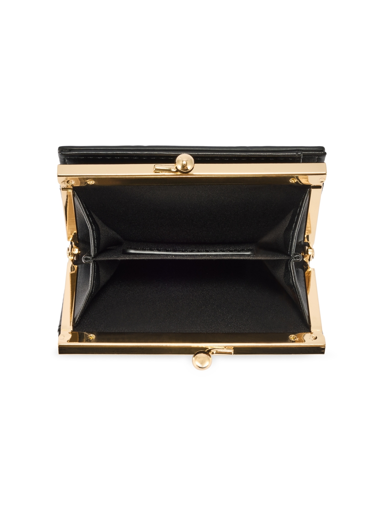Small black women's wallet with monogram POREC-0422-98(Z25), product view from above on a white background.
