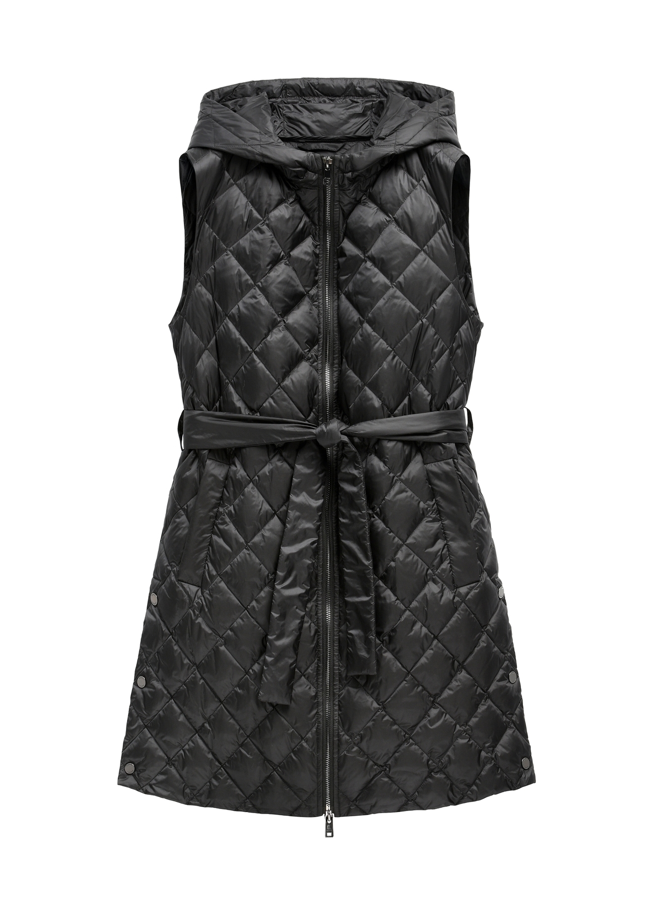 Black women's quilted vest KAMDT-0041-99(Z26), front product view on white background.