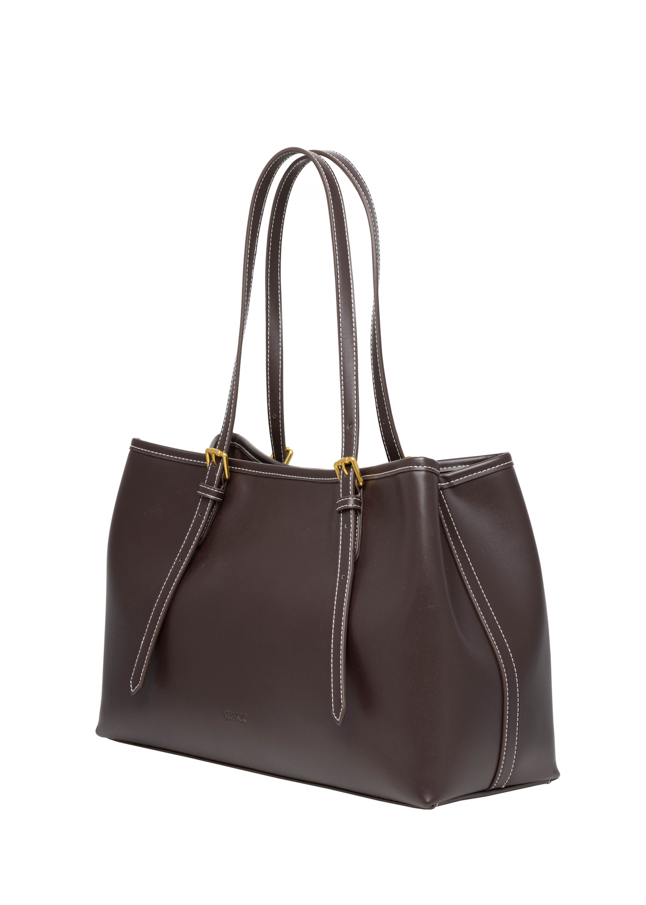 Large brown shopper bag TOREC-1381-1H(Z26), angled product view on a white background.