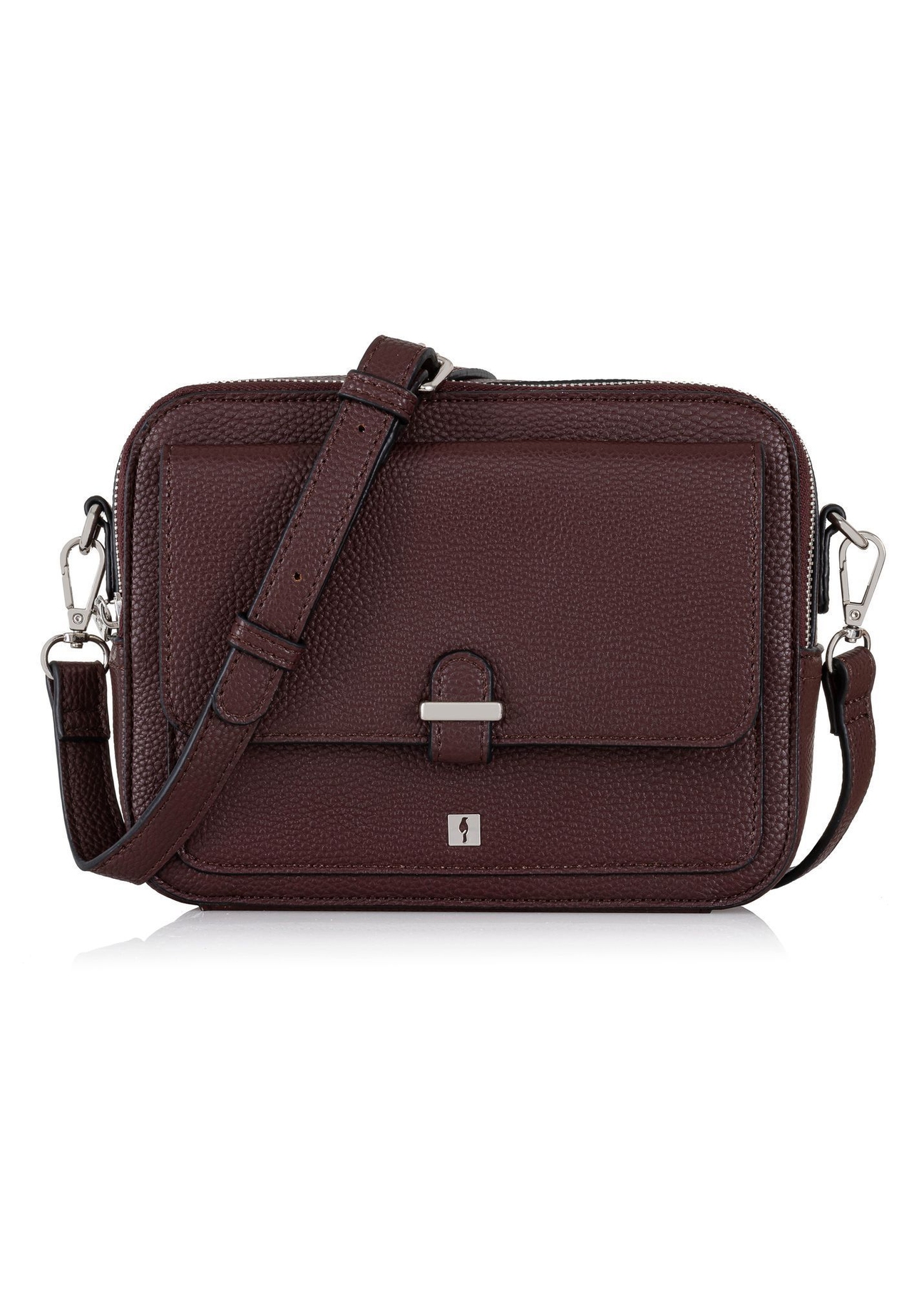 Burgundy two-compartment shoulder bag TOREC-0405-4D(Z26), front product view on white background.