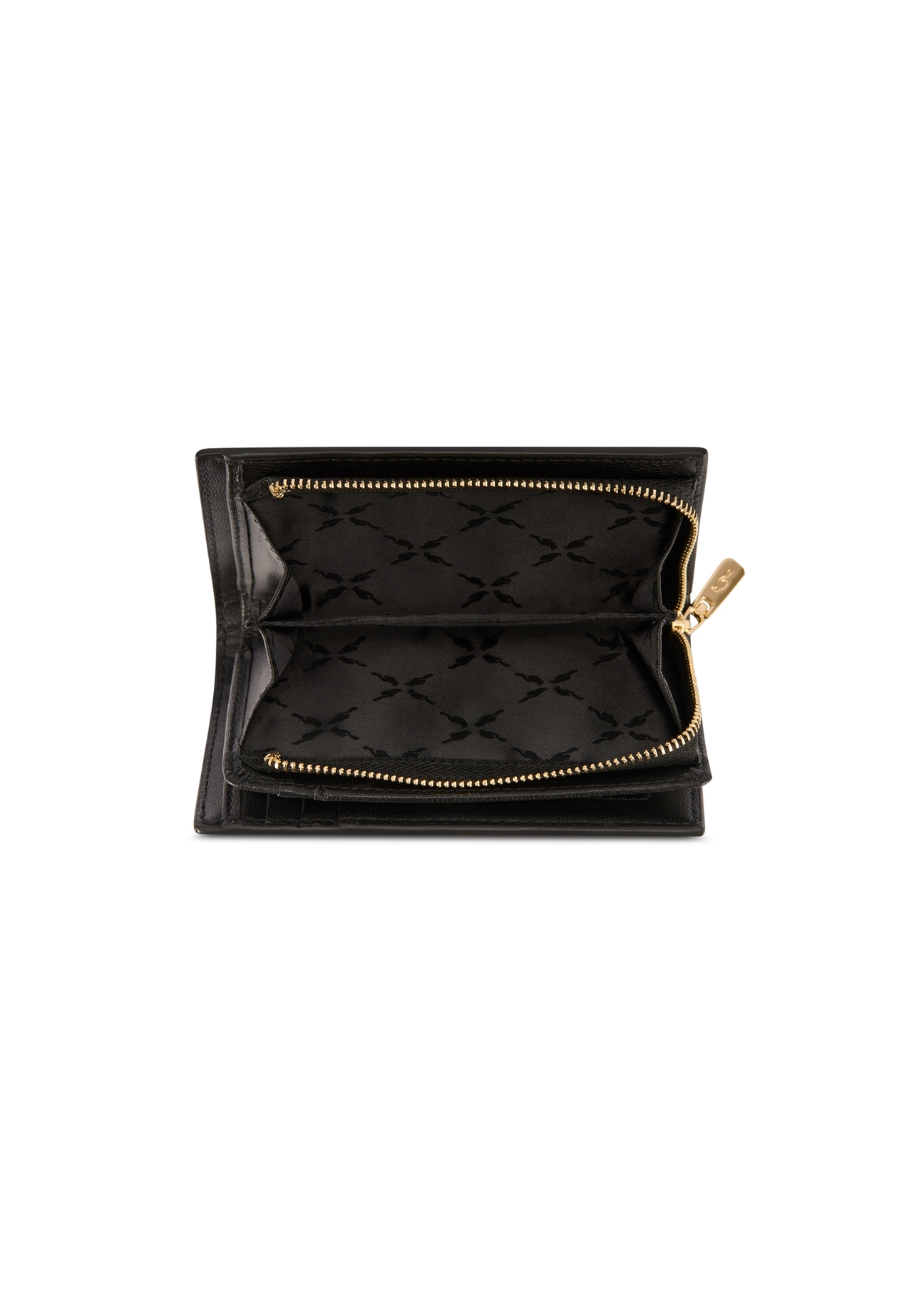 Medium black women's wallet with RFID protection PORES-0823RFID-99(Z25), product view from above on a white background.