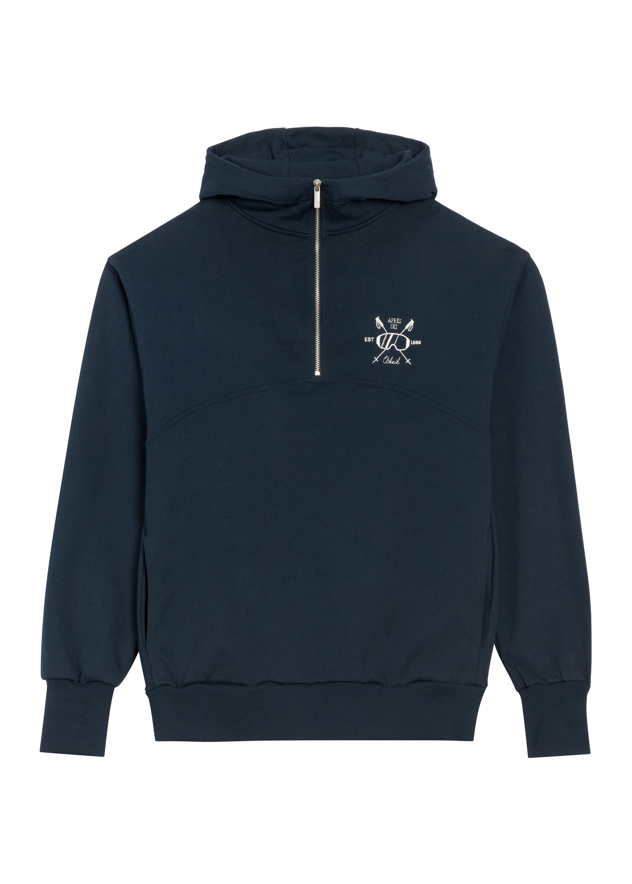 Men's dark navy cotton hoodie BLZMT-0087-7E(Z26), front view on a white background.