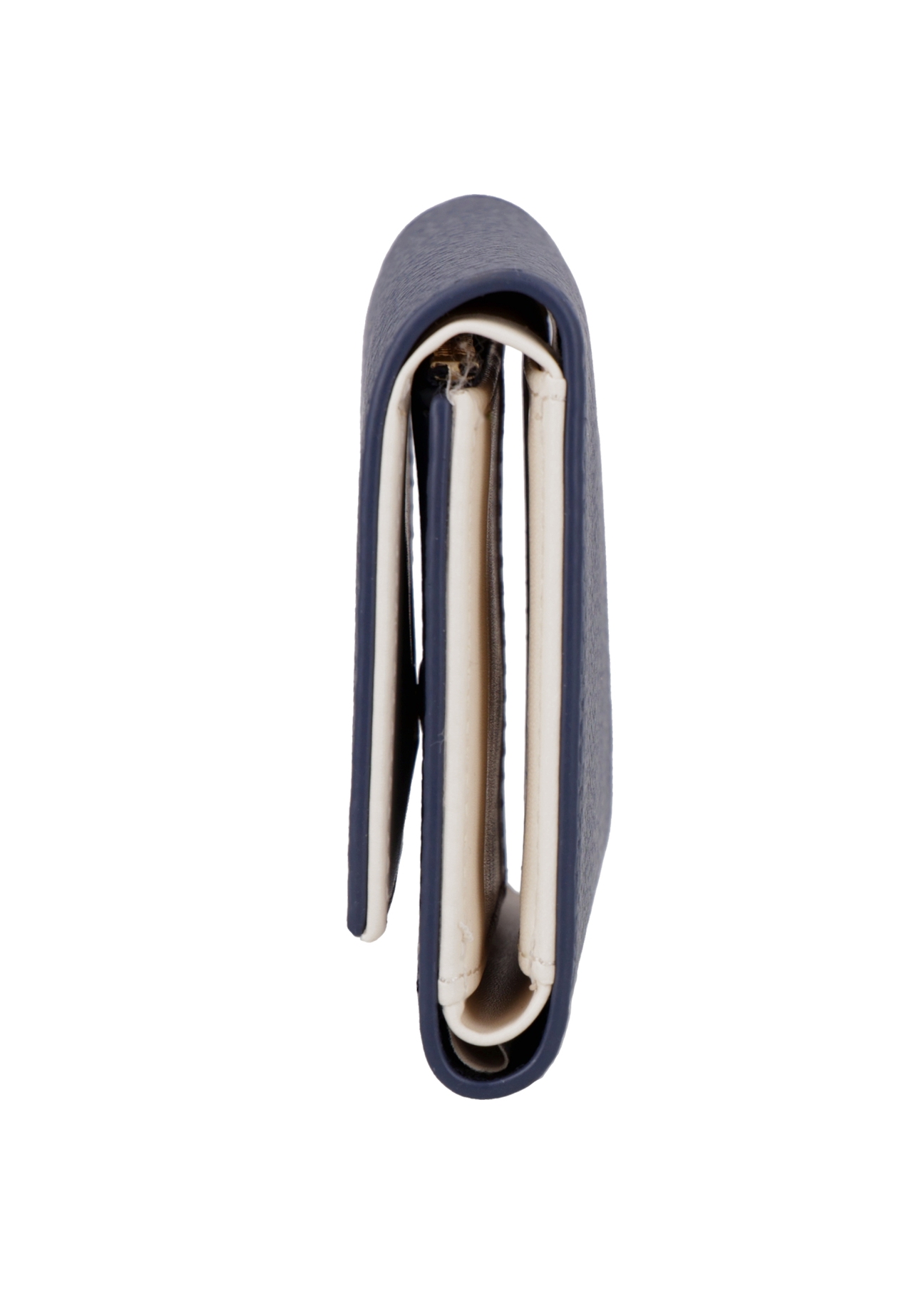 Dark navy blue medium women's wallet POREC-0440-7E(Z26), product view from the side on a white background.