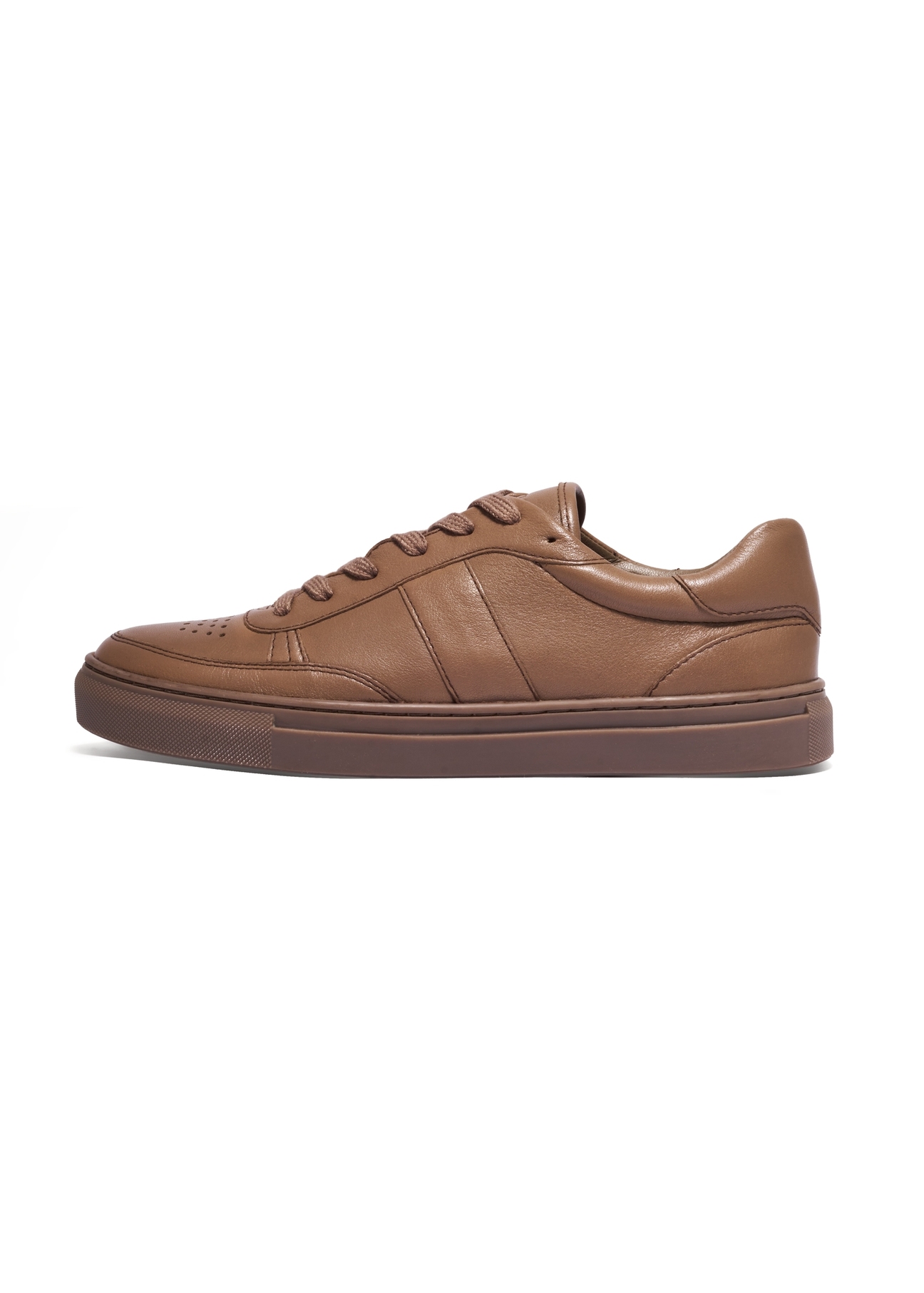 Women's leather sneakers in cool beige color BUTYD-1294-1K(Z26), side view of the product on a white background.