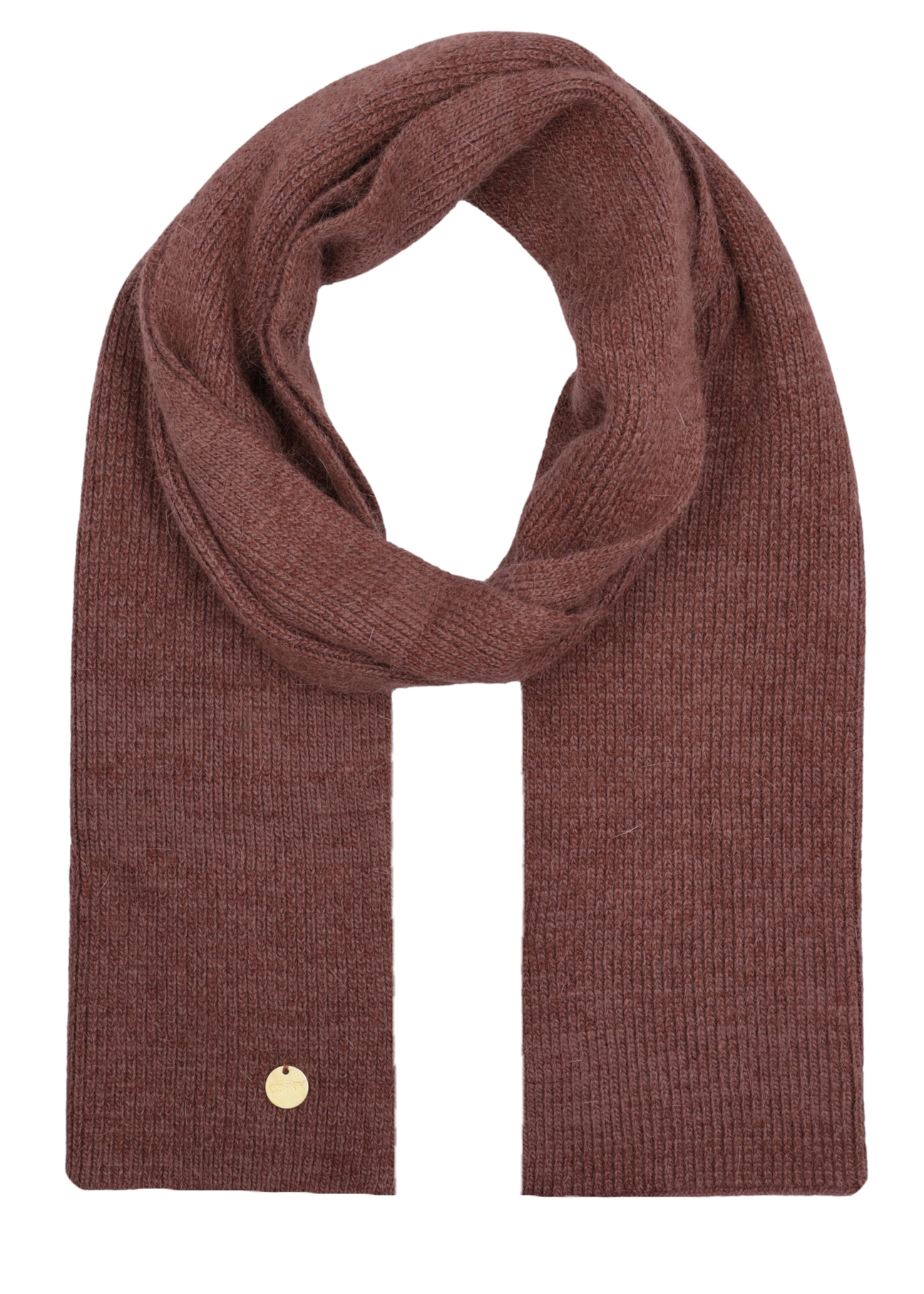 Brown women's viscose scarf SZADT-0222-1H(Z26), front product view on white background.