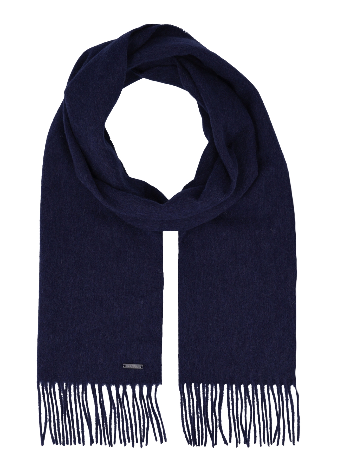 Men's woolen navy blue scarf SZAMT-0034-7E(Z26), front product view on white background.