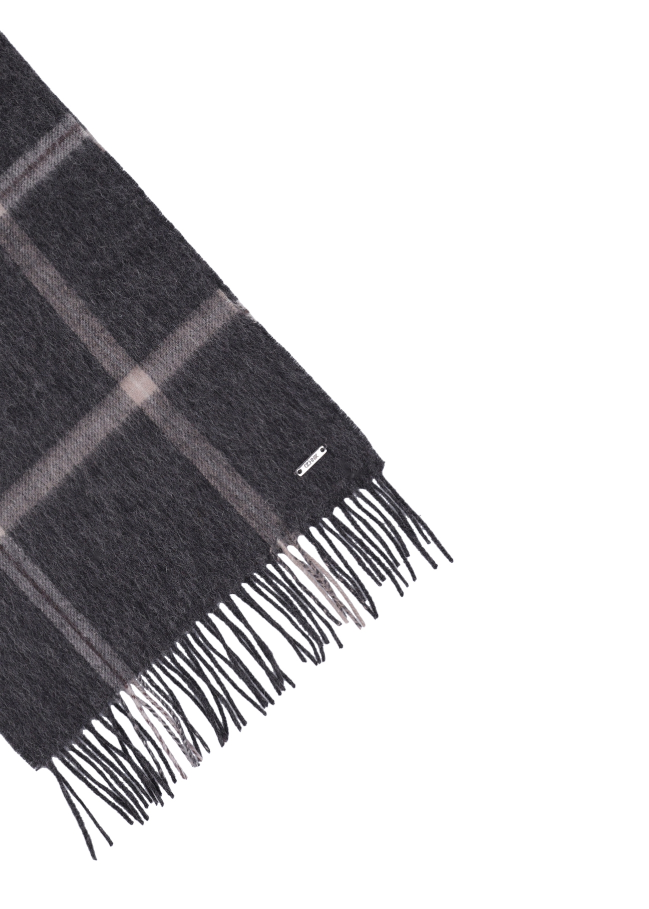 Men's woolen checkered scarf SZAMT-0089-9J(Z26), close-up of the product on a white background.