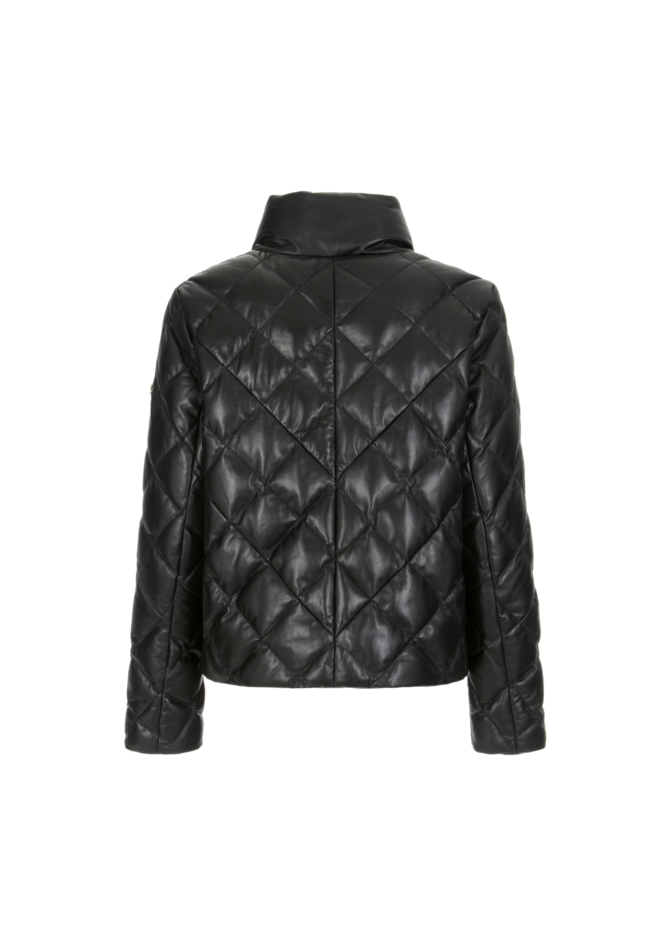 Women's leather jacket with high collar KURDS-0335-5339(Z21)-04