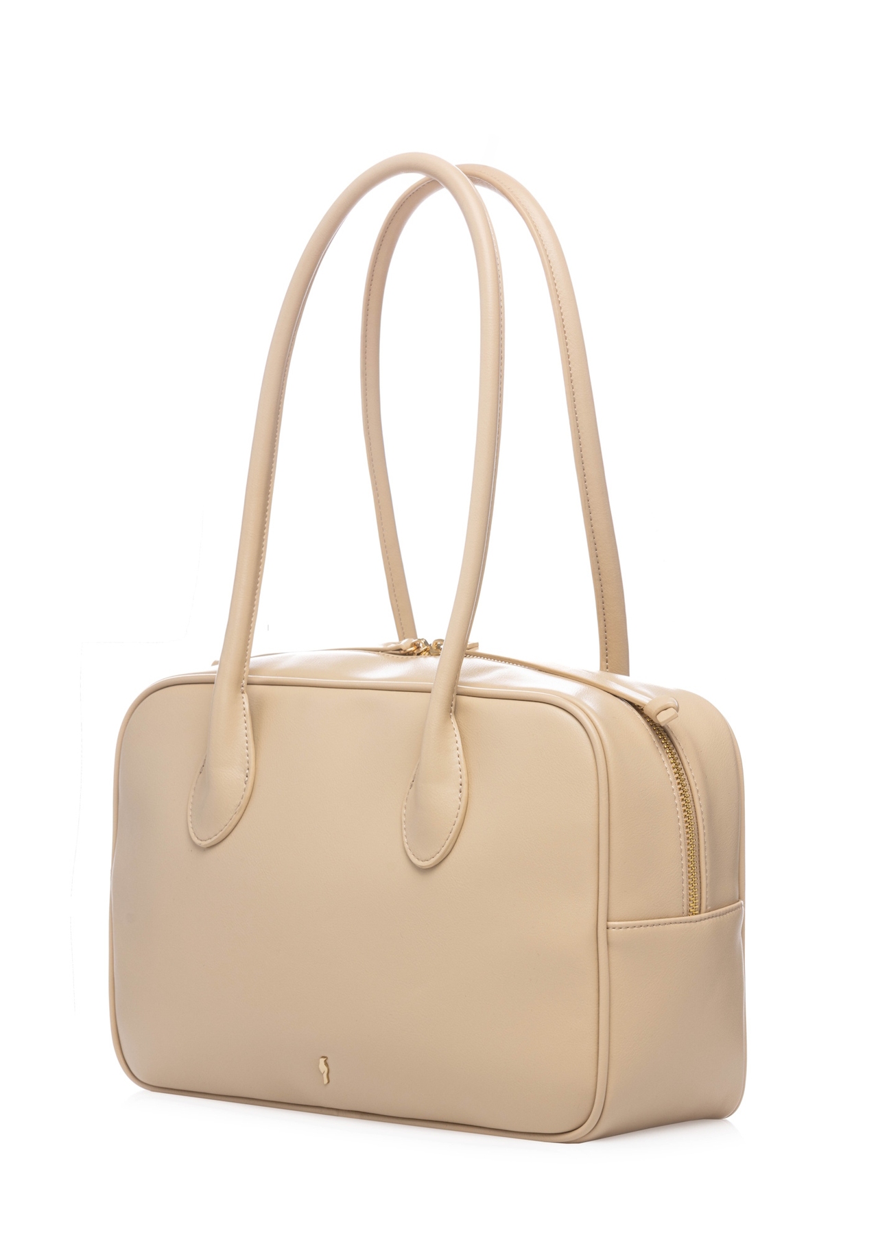 Beige women's shoulder bag TOREC-1232-1A(W26), diagonal product view on a white background.