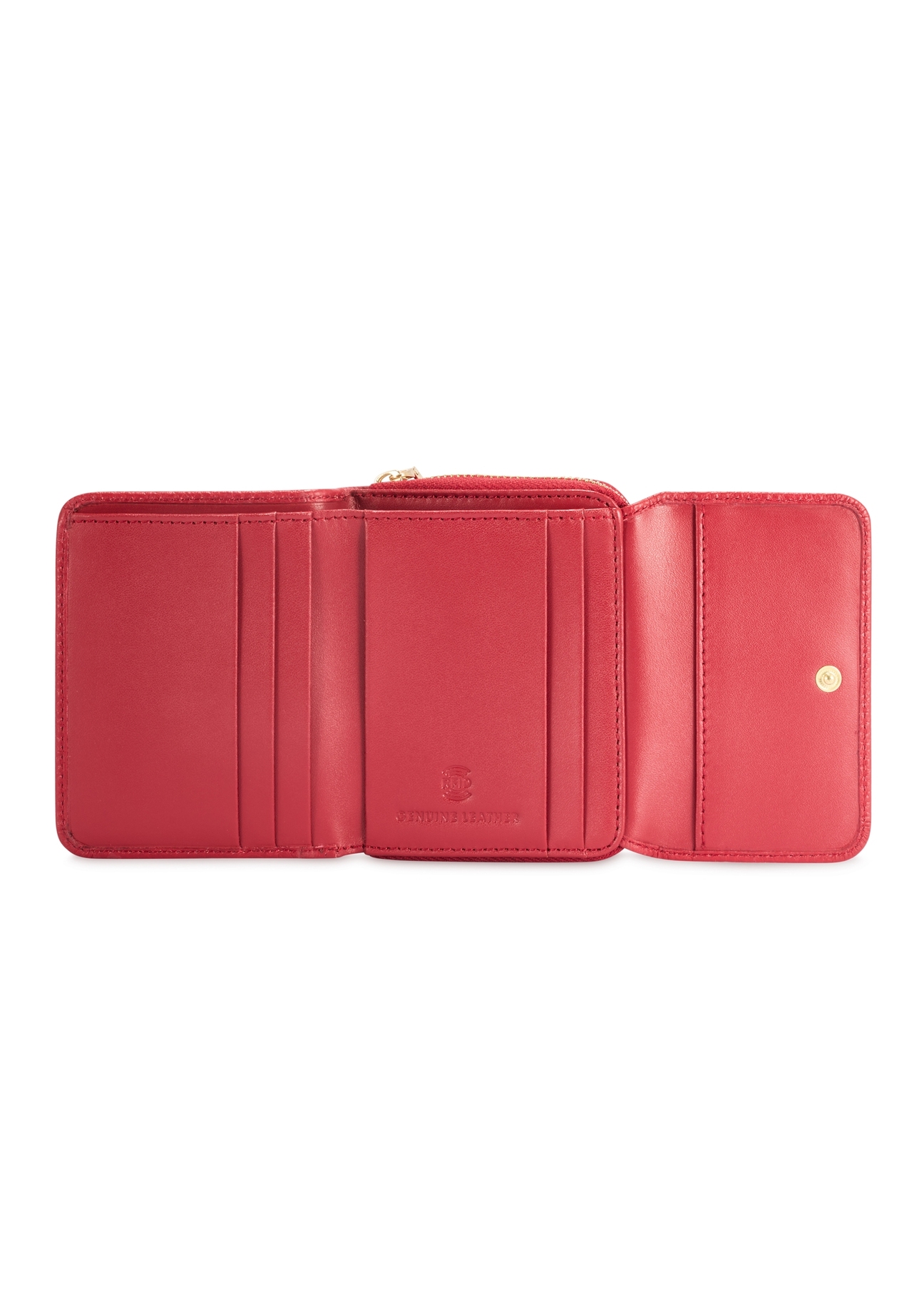 Red women's leather wallet PORES-0818RFID-42(Z25), product view from the inside on a white background.