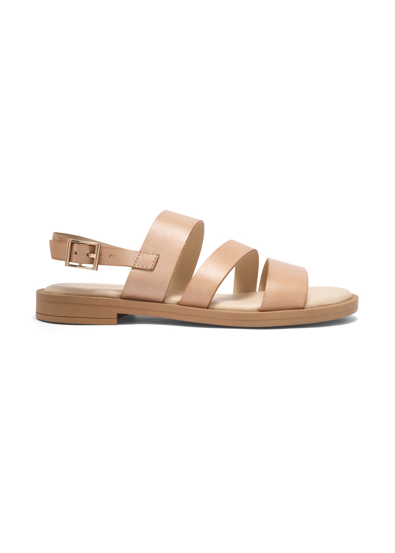 Light beige leather women's sandals BUTYD-1152-1A(W26), side product view on white background.