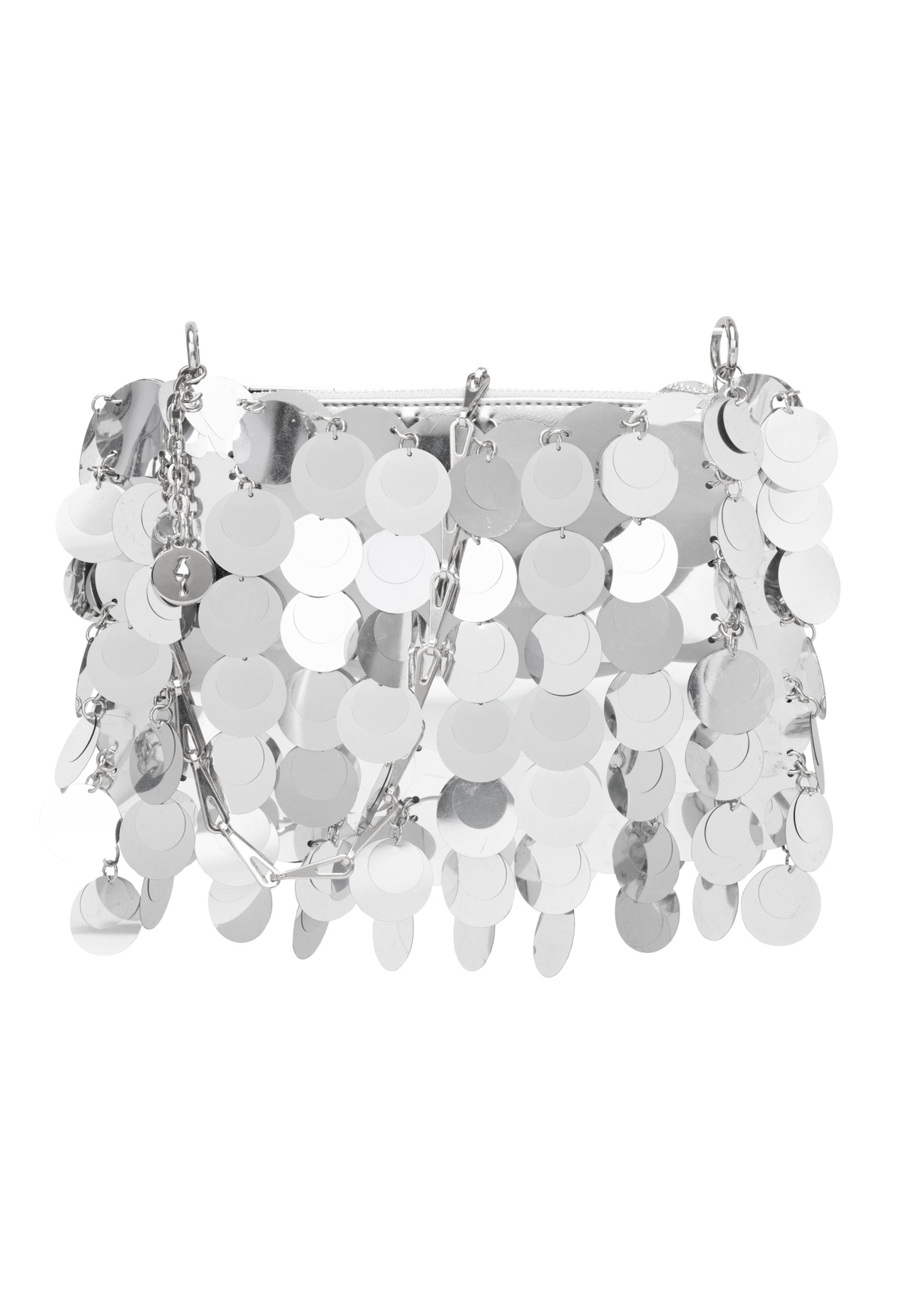 Silver women's handbag with sequins TOREC-1085-91(Z25), front product view on white background.