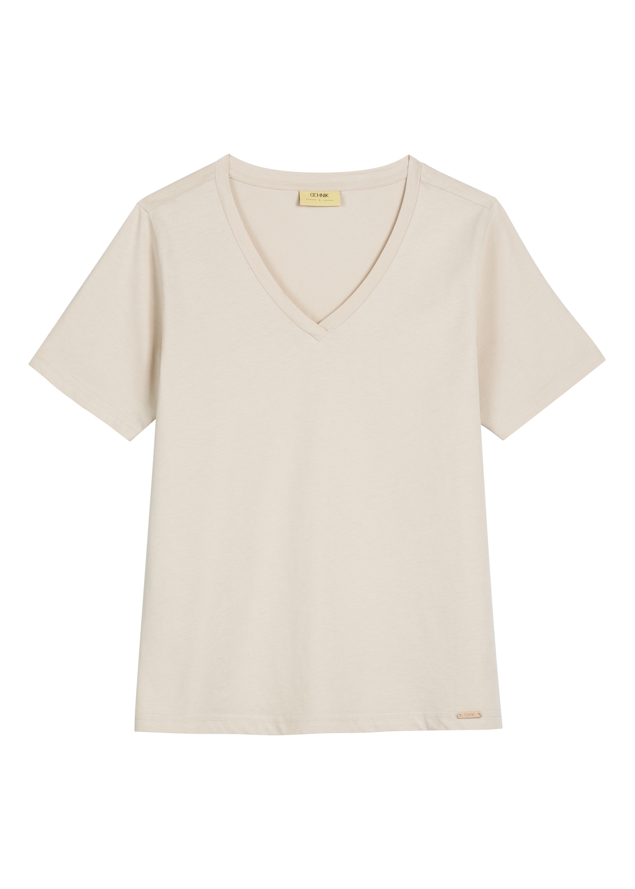 Light beige basic women's T-shirt TSHDT-0120-1A(W26)
