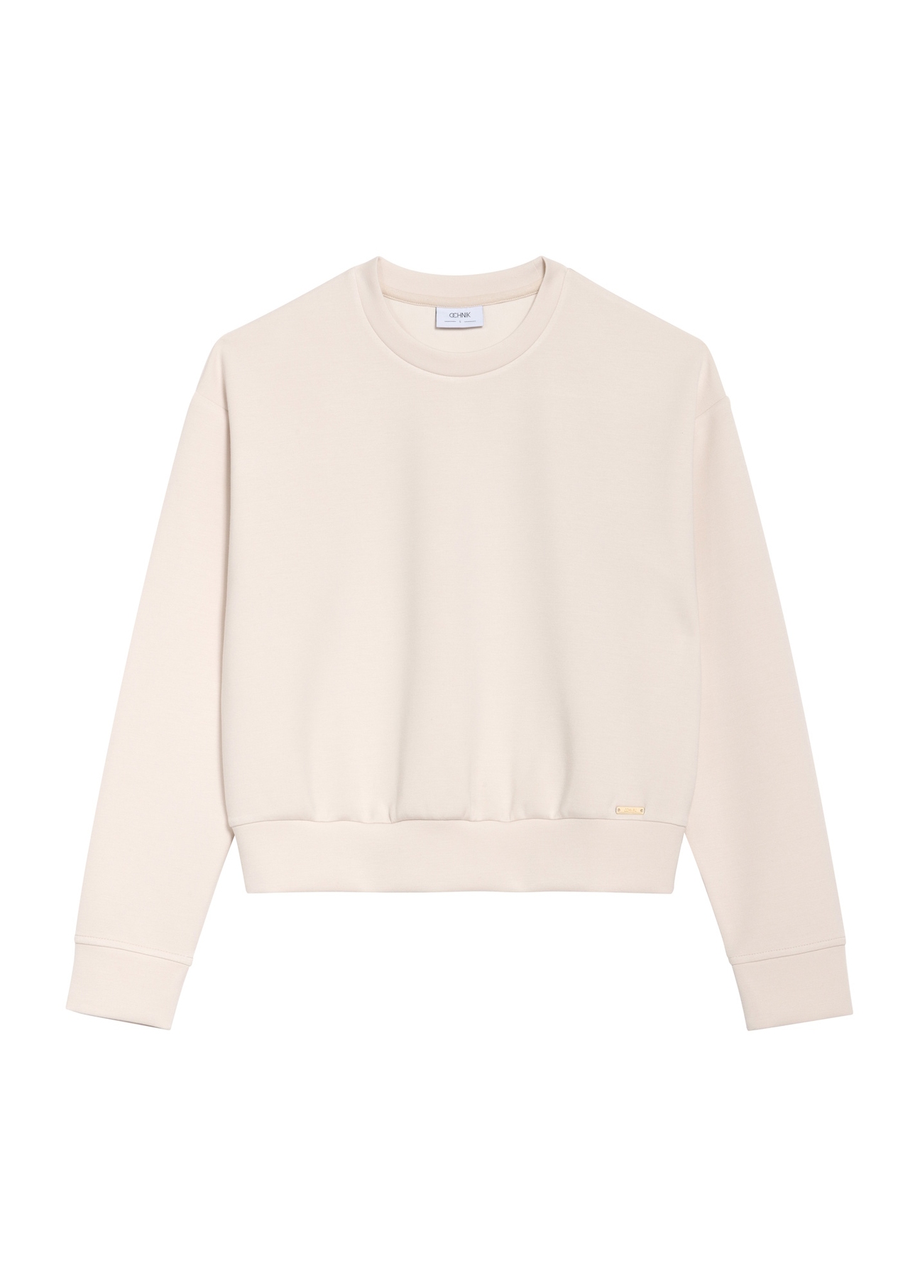 Light beige women's sweatshirt BLZDT-0119-80(Z25), front product view on white background.