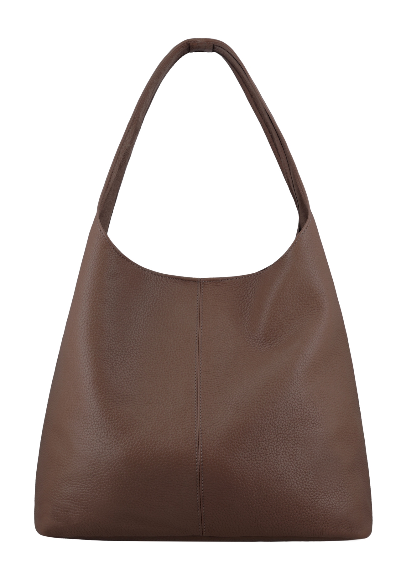 Brown leather shopper bag TORES-1372-1K(Z26) – rear view of the product on a white background.