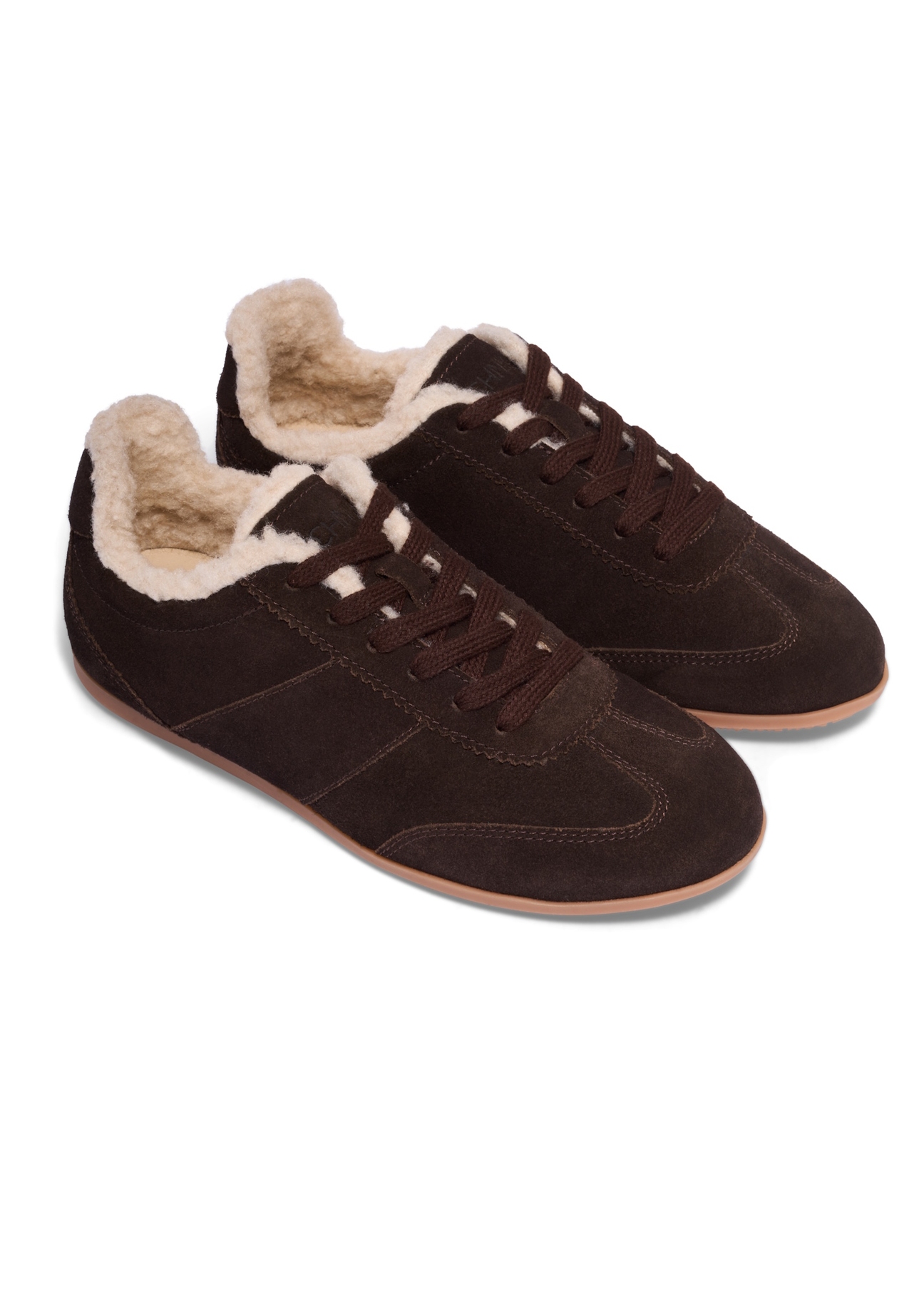 Women's dark brown suede sneakers BUTYD-1292-1I(Z26), diagonal product view on a white background.