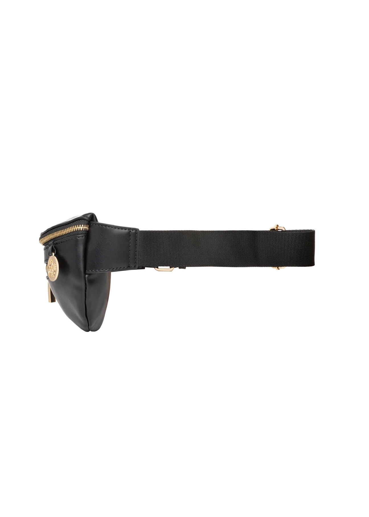 Black women's waist bag TOREC-1338-99(Z26) - side view of the product, on a white background.
