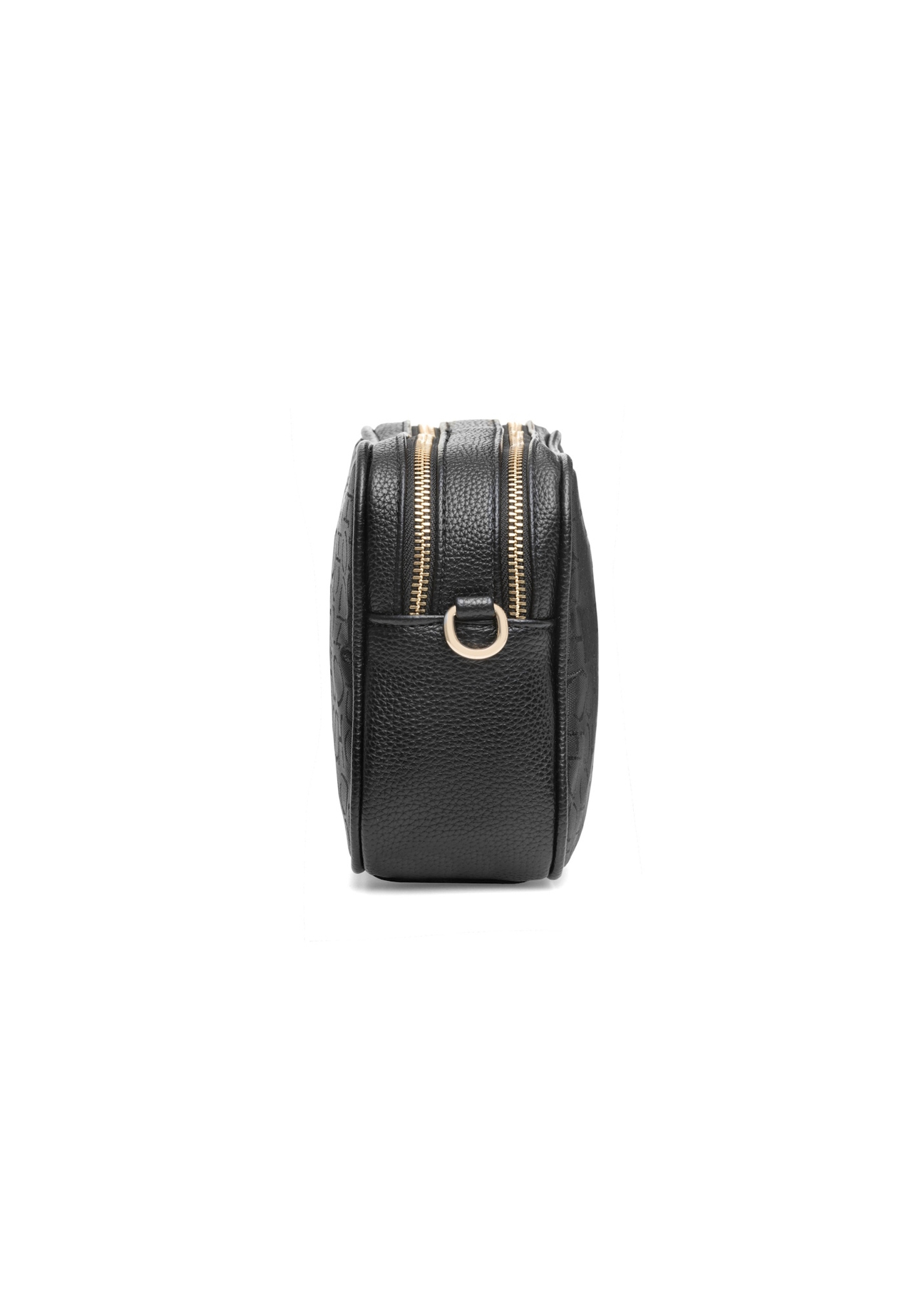 Black women's handbag with monogram TOREN-0277A-99(W25), side view of the product on a white background.