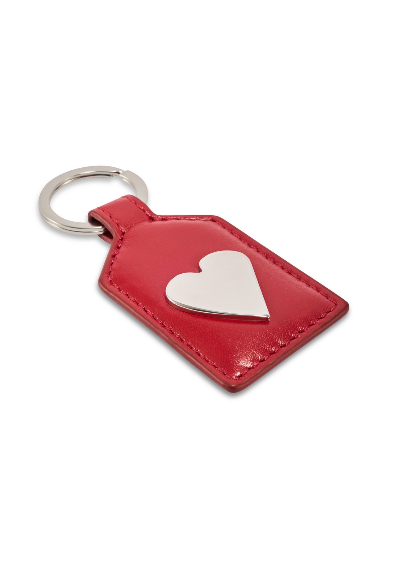 Red leather keychain with heart BRELOK-0219-42(Z25)