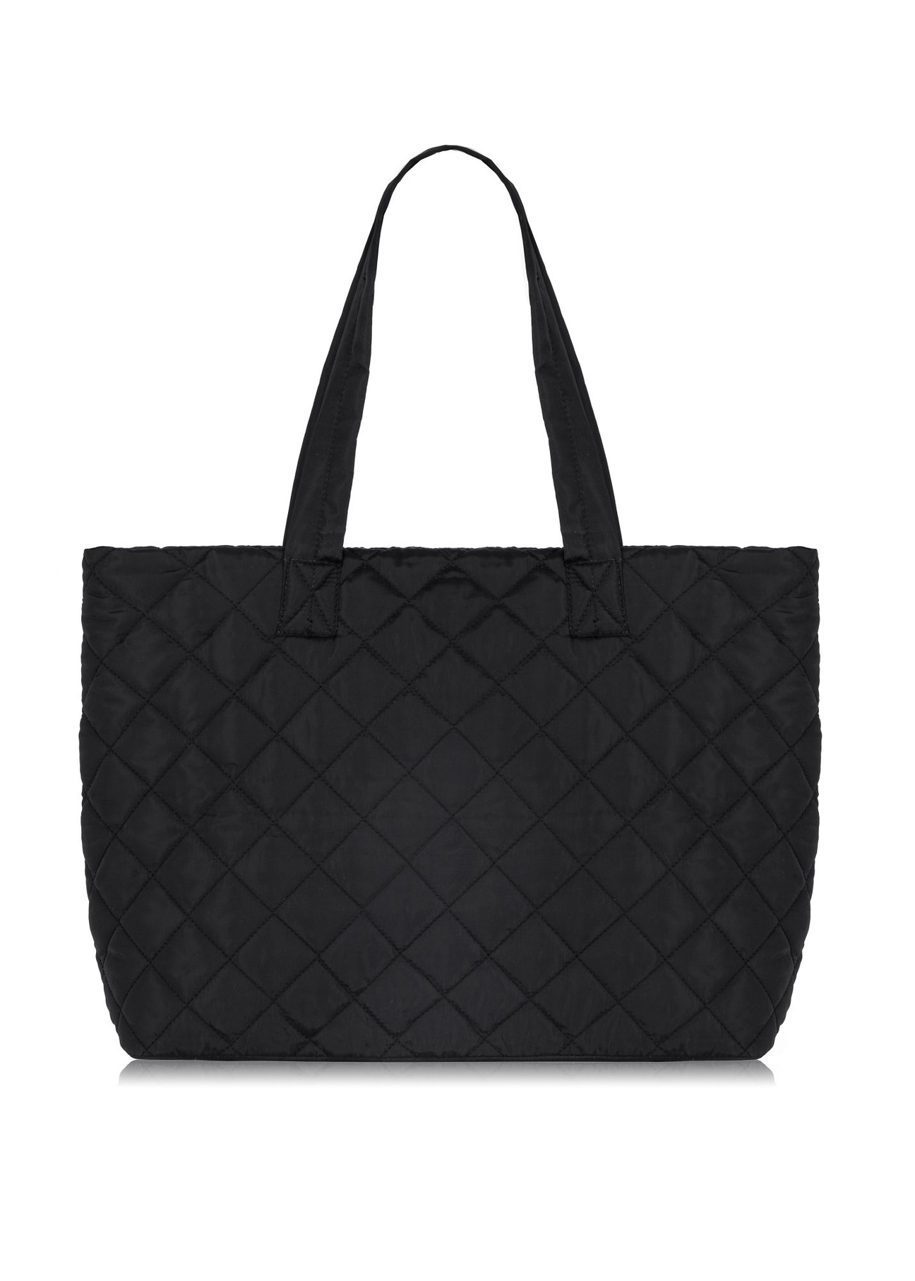 Black nylon women's bag TOREN-0224A-99(Z25), product view from the back on a white background.