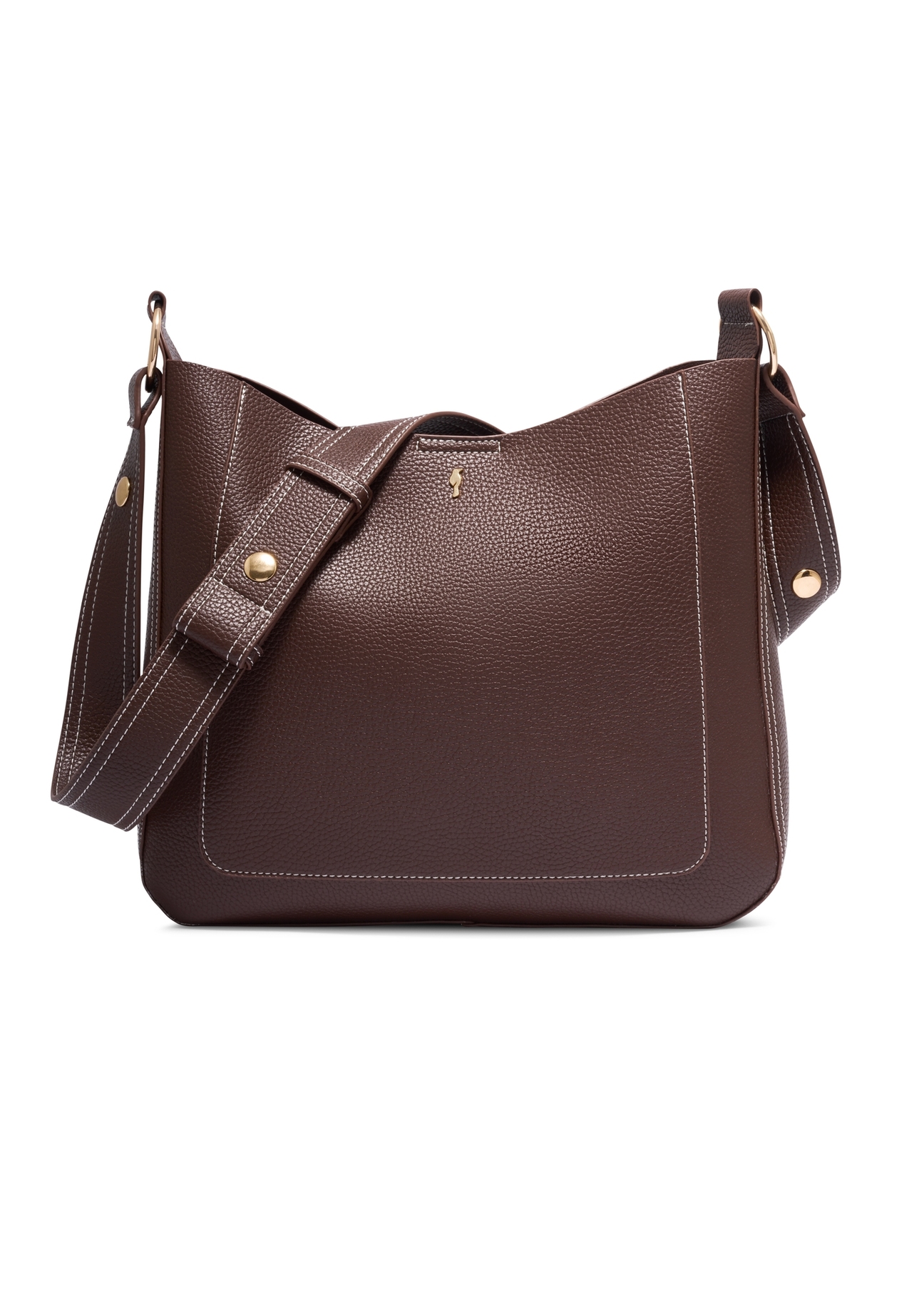 Brown women's hobo bag TOREC-1257-1H(Z26), product view from the front on a white background.