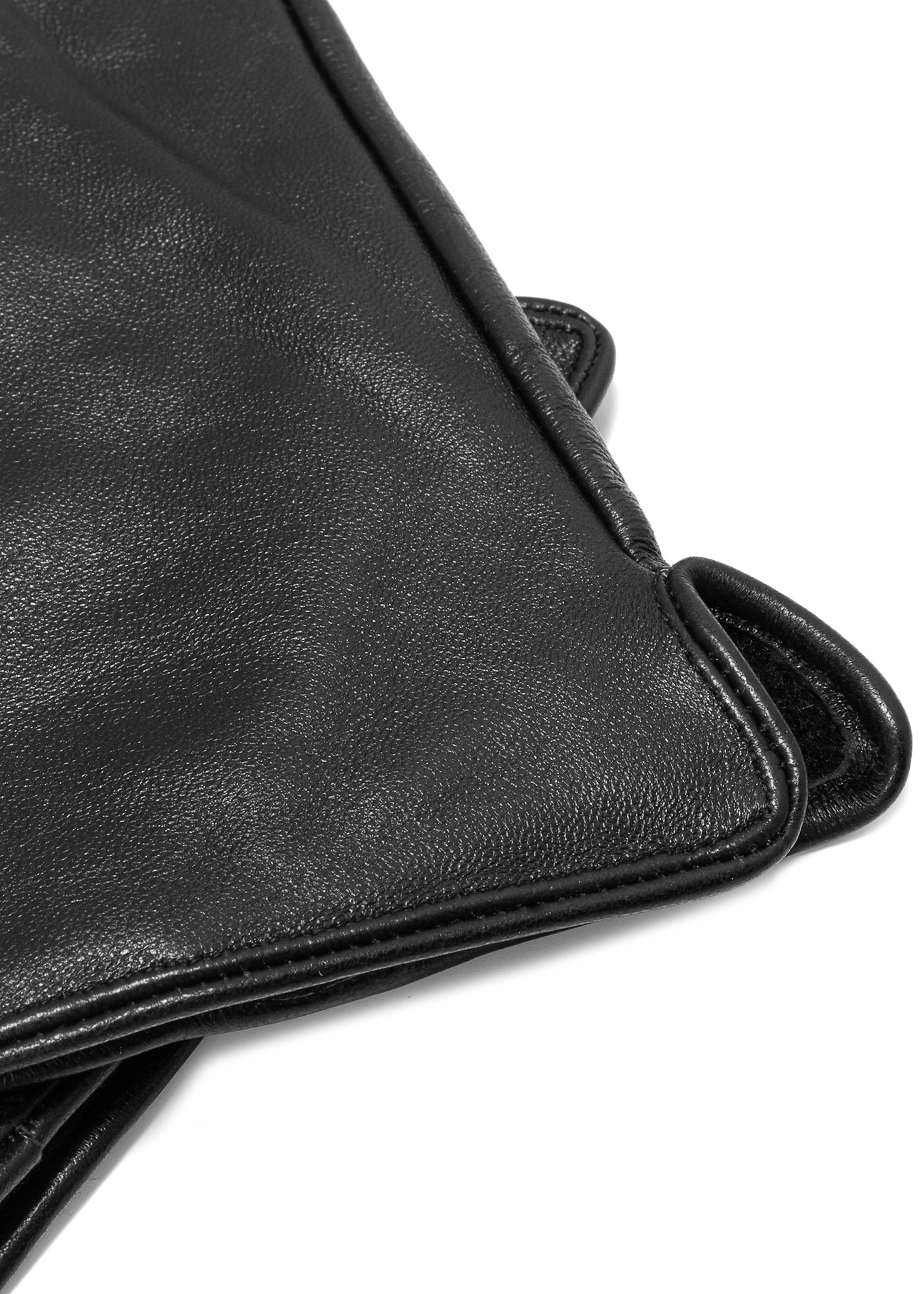 Men's black leather gloves REKMS-0086-99(Z25), close-up of product detail on white background.