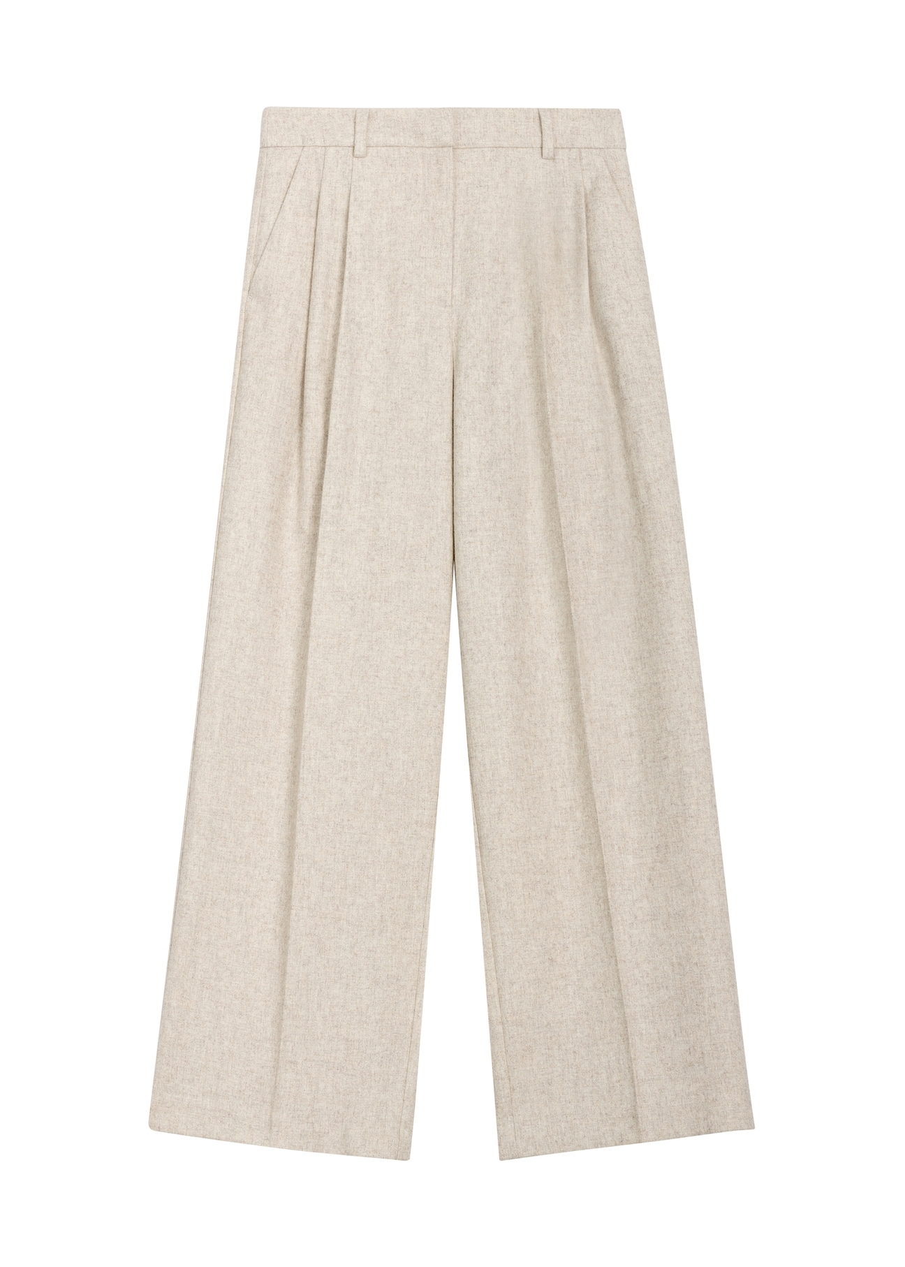Light beige women's wool trousers SPODT-0133-1A(Z26), front product view on white background.