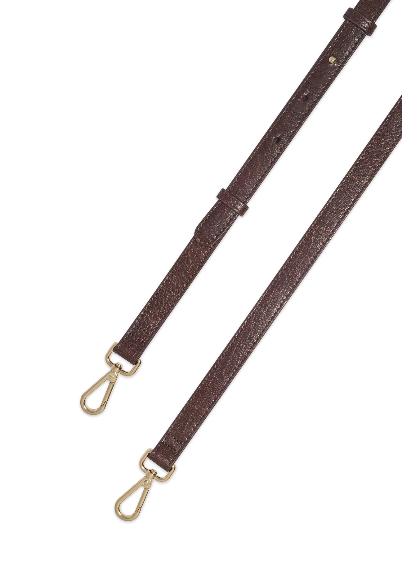 Classic brown leather women's handbag TORES-1371-1H(Z26). View of the strap on a white background.