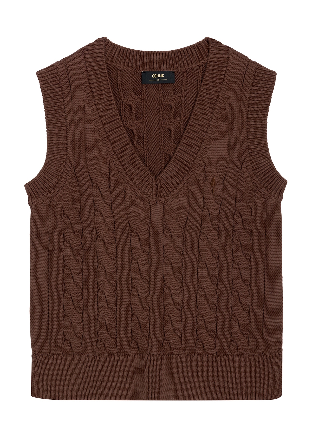 Brown women's cotton vest SWEDT-0282-1H(Z26), front product view on white background.