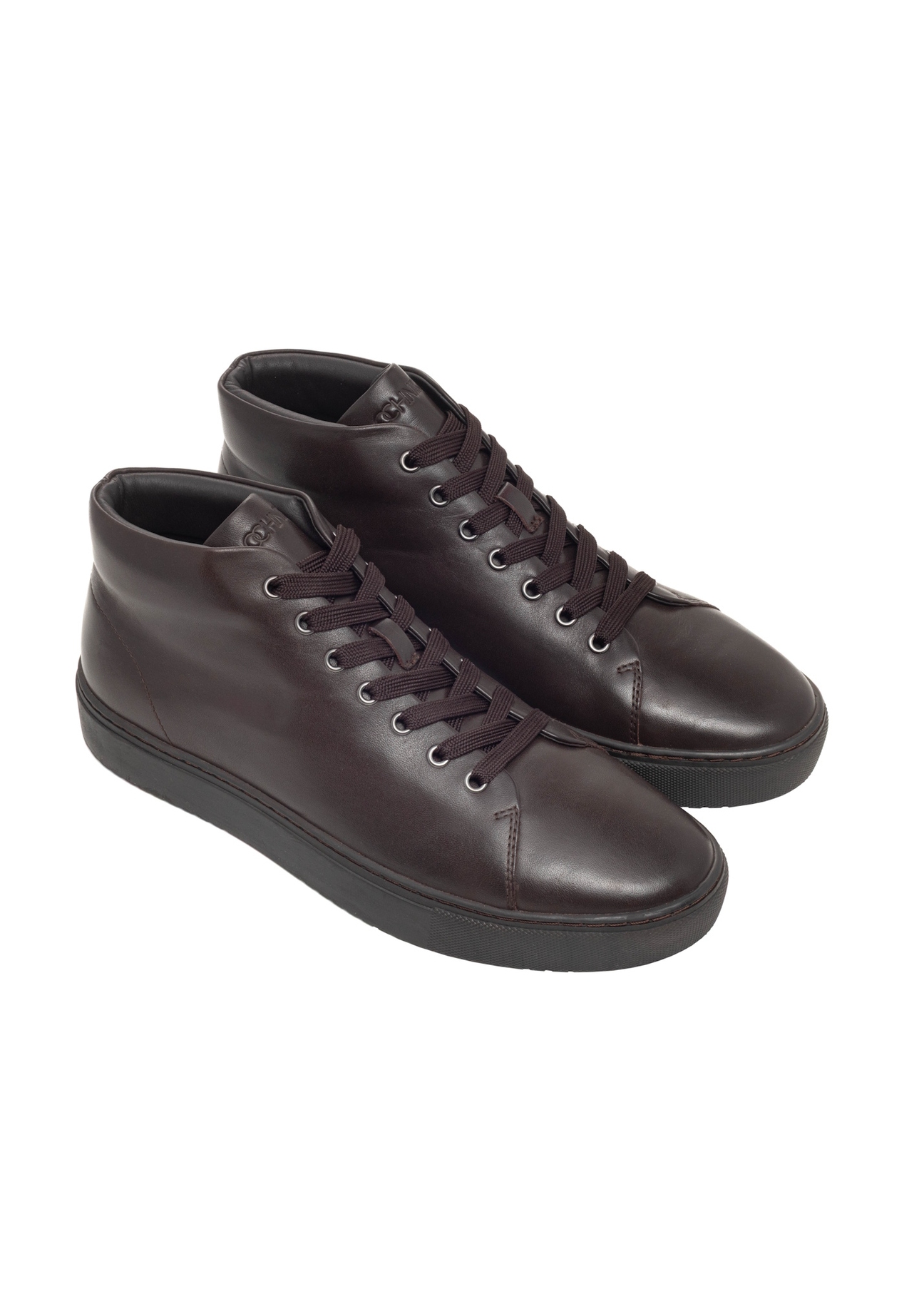 Dark brown men's leather shoes BUTYM-0550-1I(Z26), diagonal product view on white background.