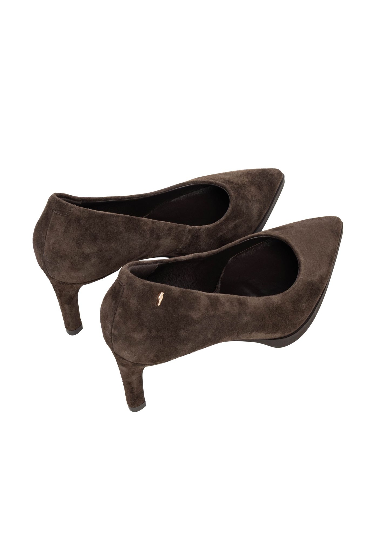 Brown suede women's high heels BUTYD-1325-1I(Z26) - product view from above, on a white background.