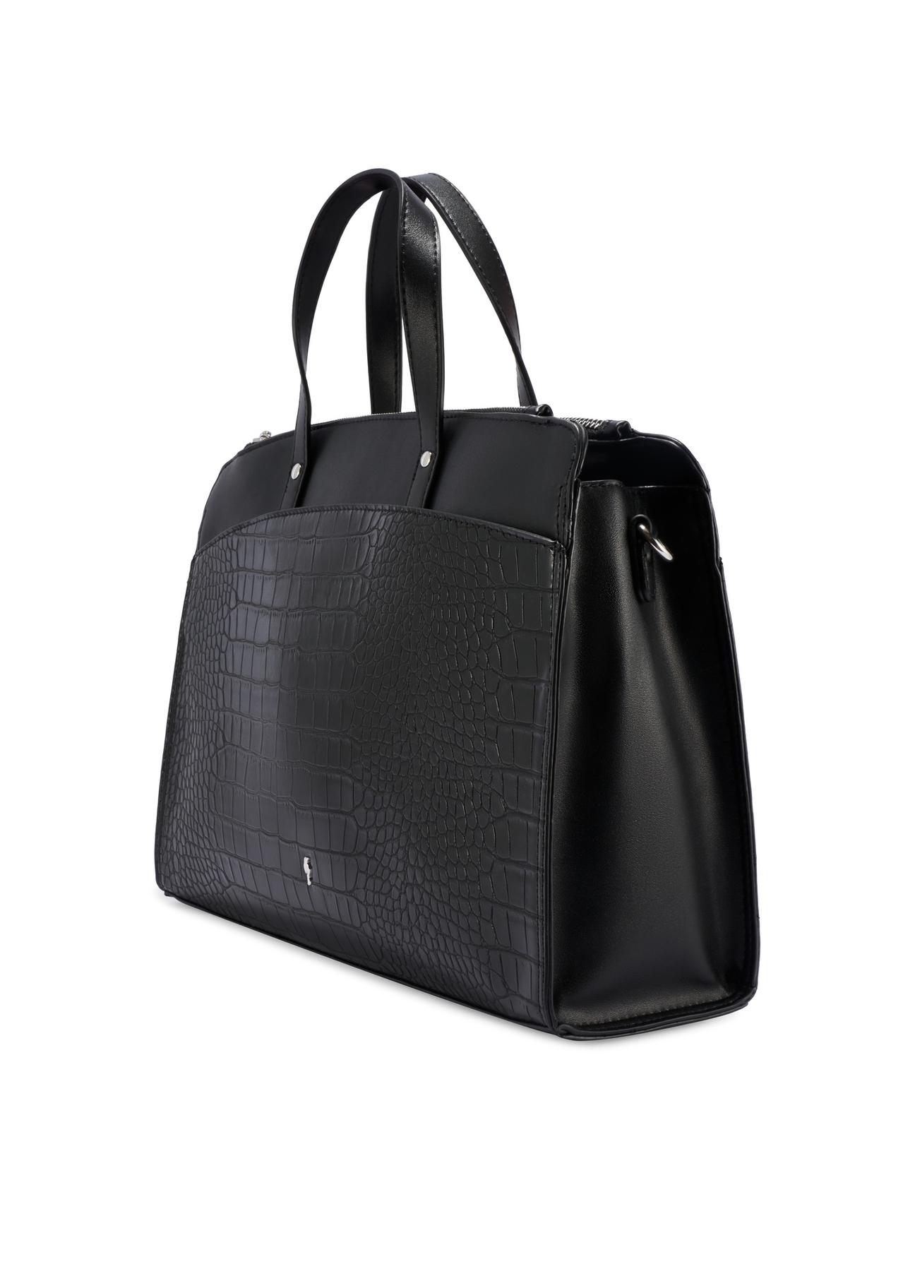 Black croco women's bag TOREC-1143-9G(W26), diagonal product view on a white background.